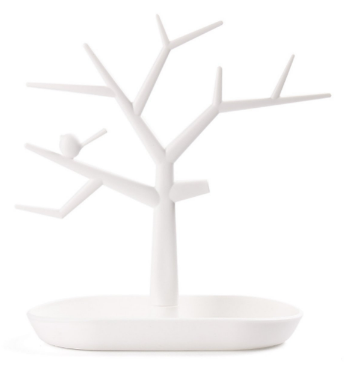 White Tree Design Jewelry Rack Display Stand Holder Organizer for Earrings Necklace Ring, Plastic