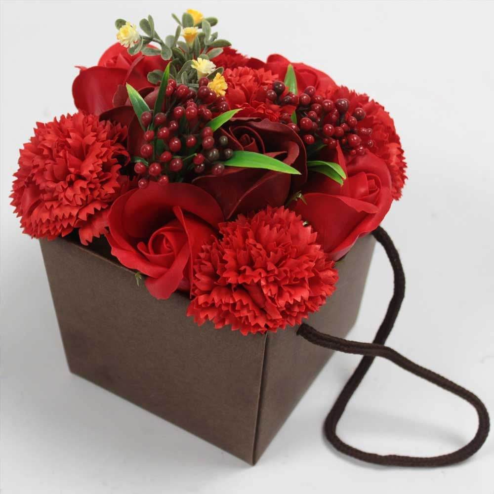 Soap Flower Bouquet - Red Rose & Carnation