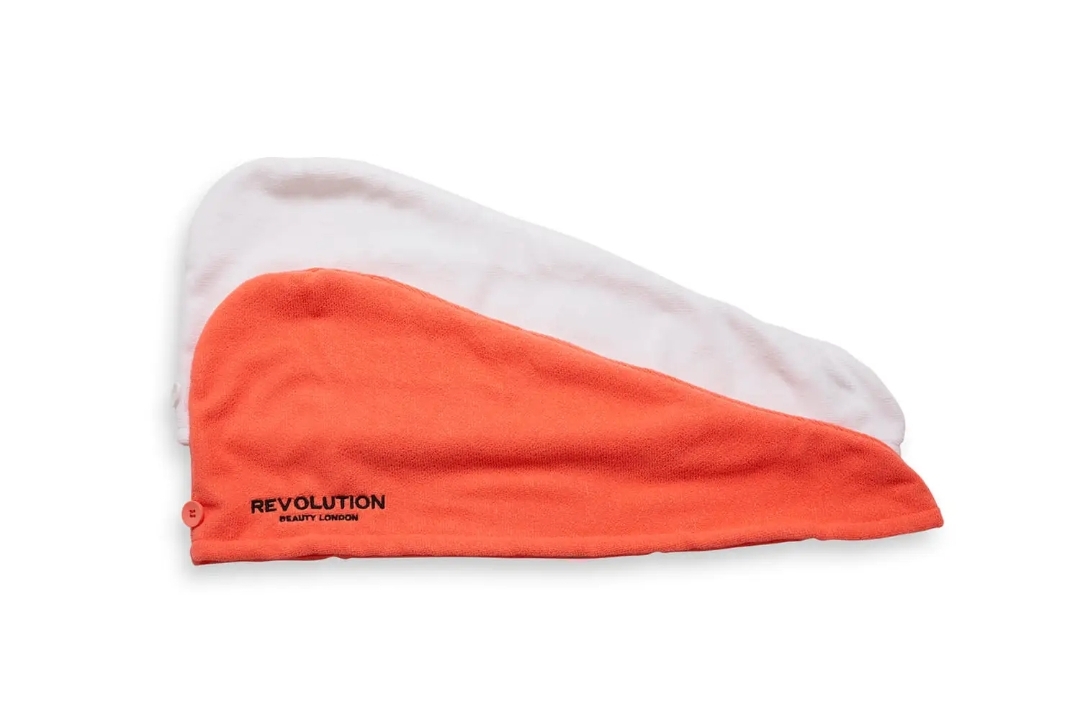 Revolution Haircare Hair 2pk Microfibre Hair Wrap White/Coral