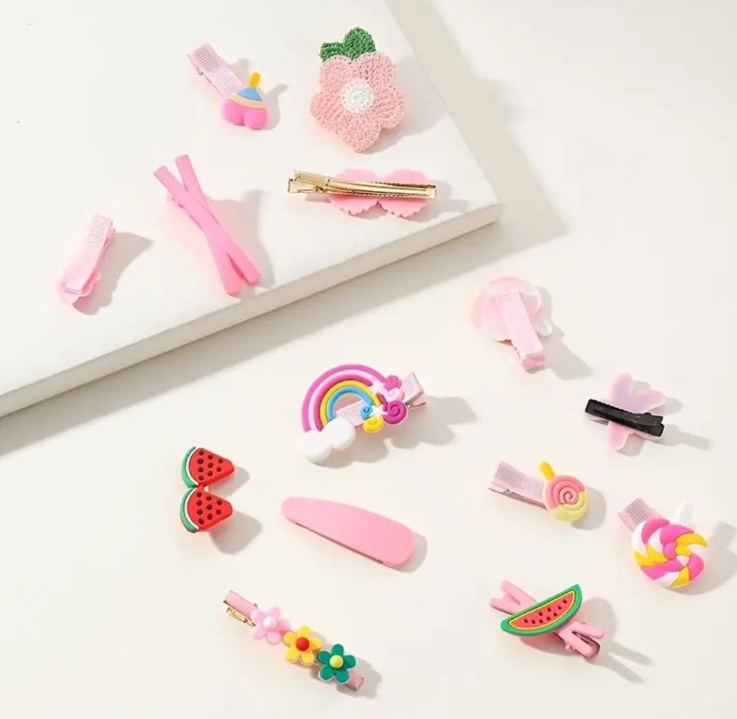 14pcs children's flower candy cute hair clips for girls