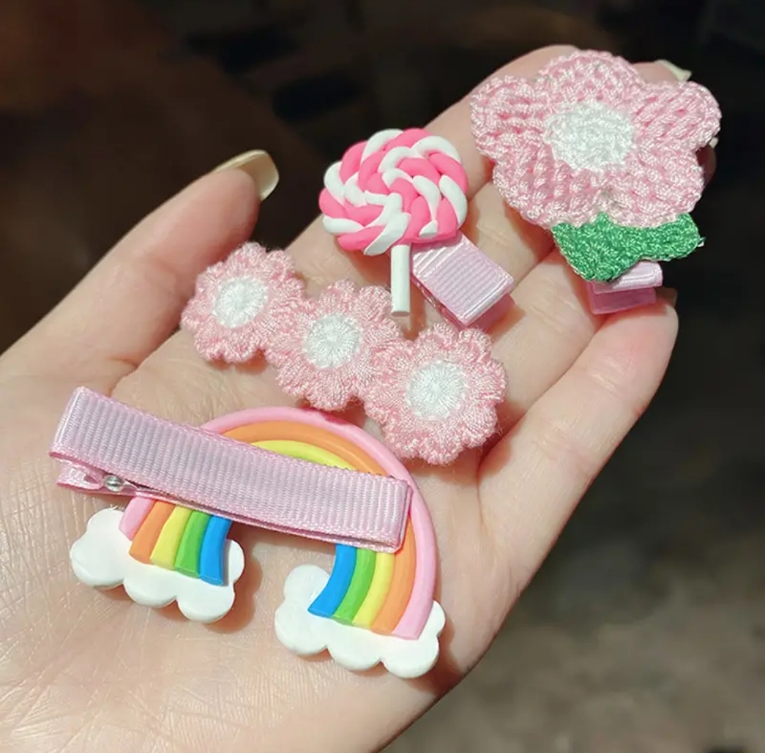 14pcs children's flower candy cute hair clips for girls