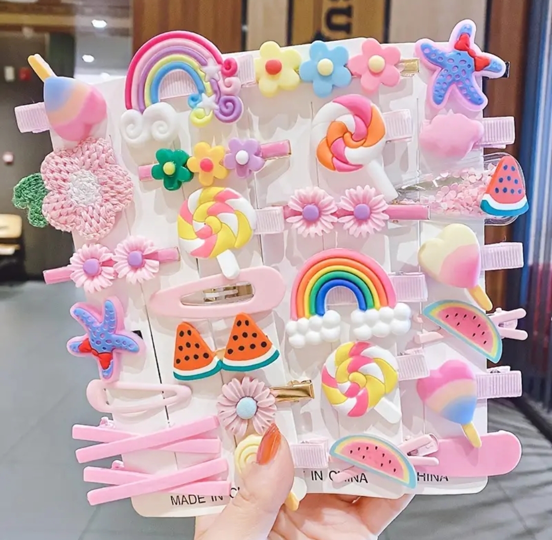 14pcs children's flower candy cute hair clips for girls