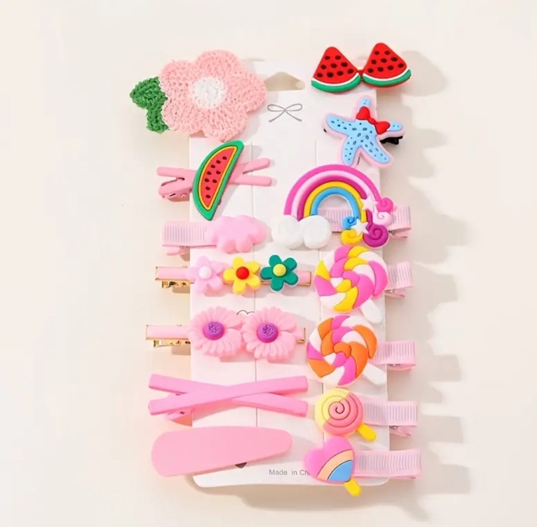 14pcs children's flower candy cute hair clips for girls