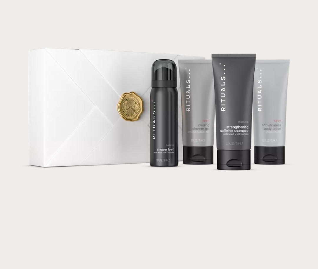 Ritual for Men Invigorating Treat Detailsnull foaming shower gel 50ml, cooling shower gel 70ml, shampoo 70ml, body lotion 70ml