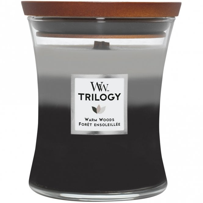Woodwick Trilogy Warm Woods Medium Hourglass Jar Candle