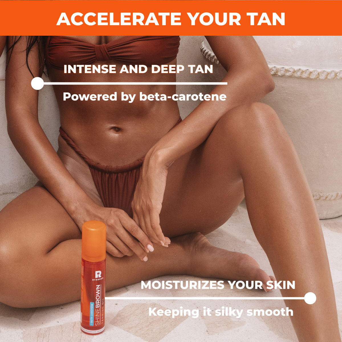 SHINE BROWN BETA CAROTENE TANNING MAXIMISER OIL THE ULTIMATE OIL FOR A FLAWLESS TAN AND GLOWING SKIN