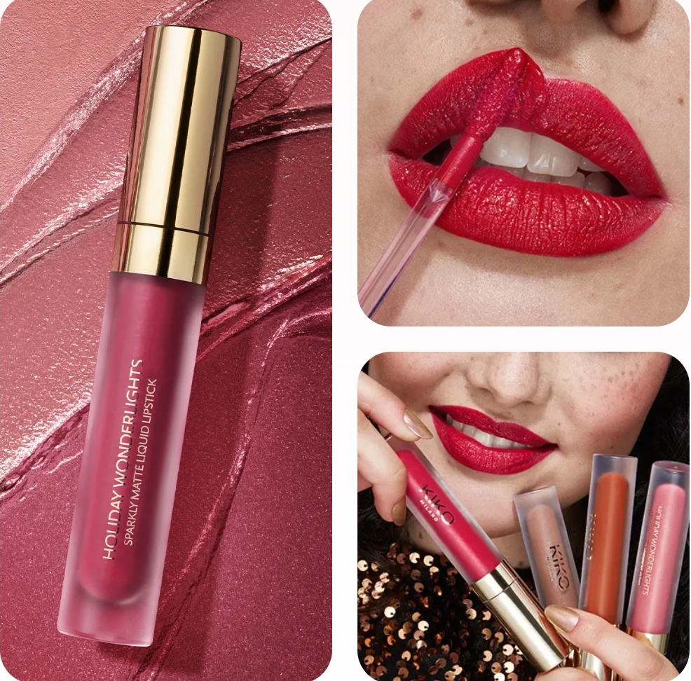 Liquid lipstick with a matte-to-shimmering finish