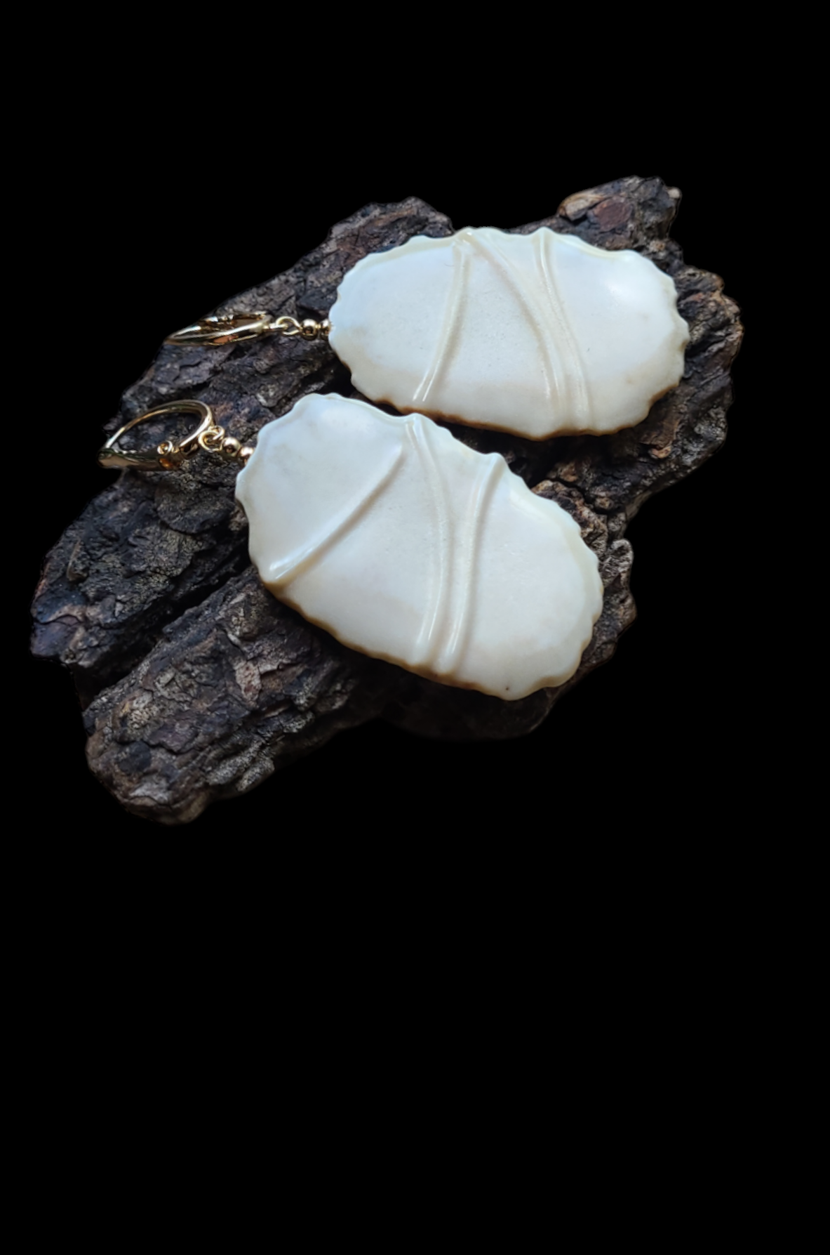 Auskarai iš briedžio rago / Moose antler earrings