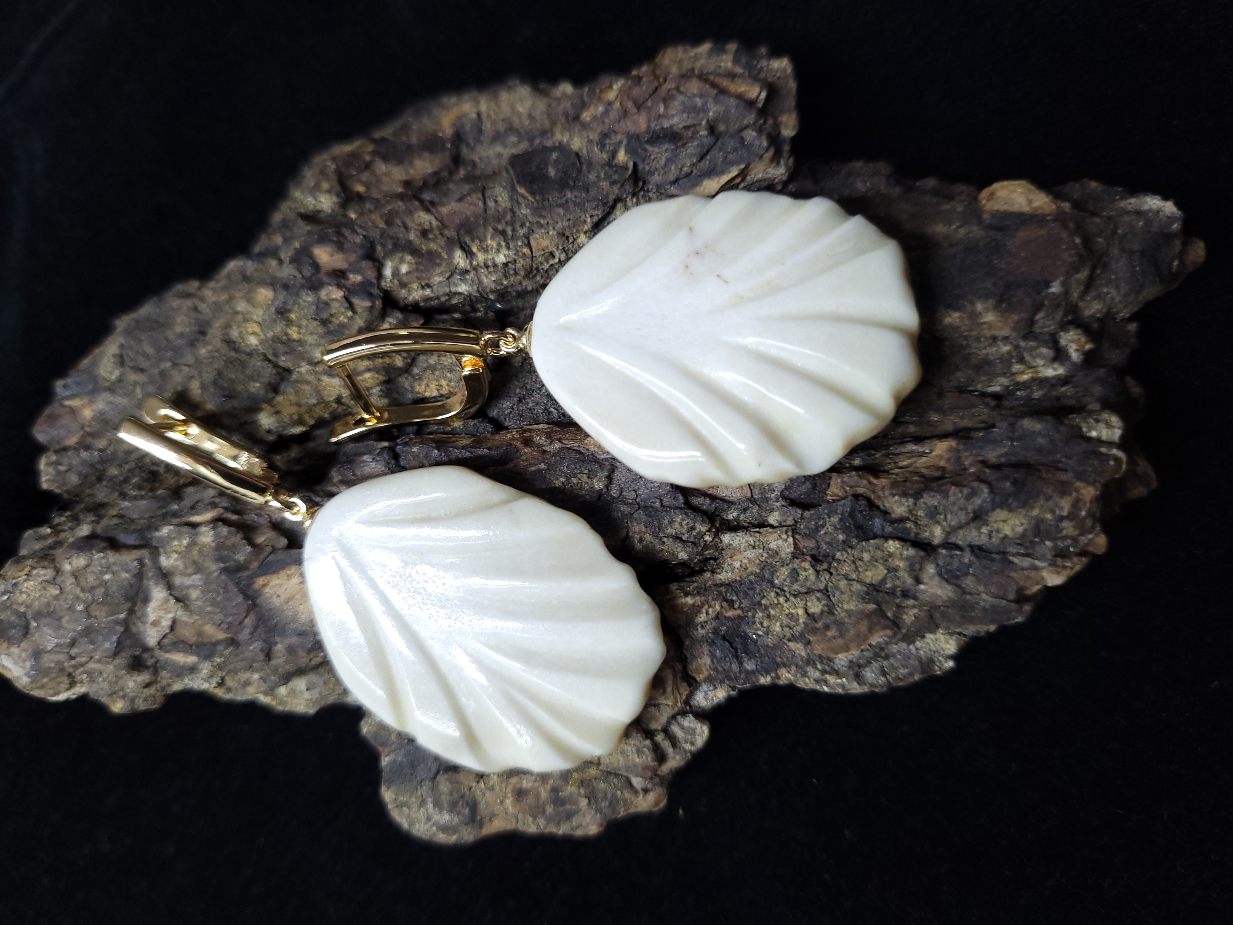 Auskarai iš briedžio rago / Moose antler eraings