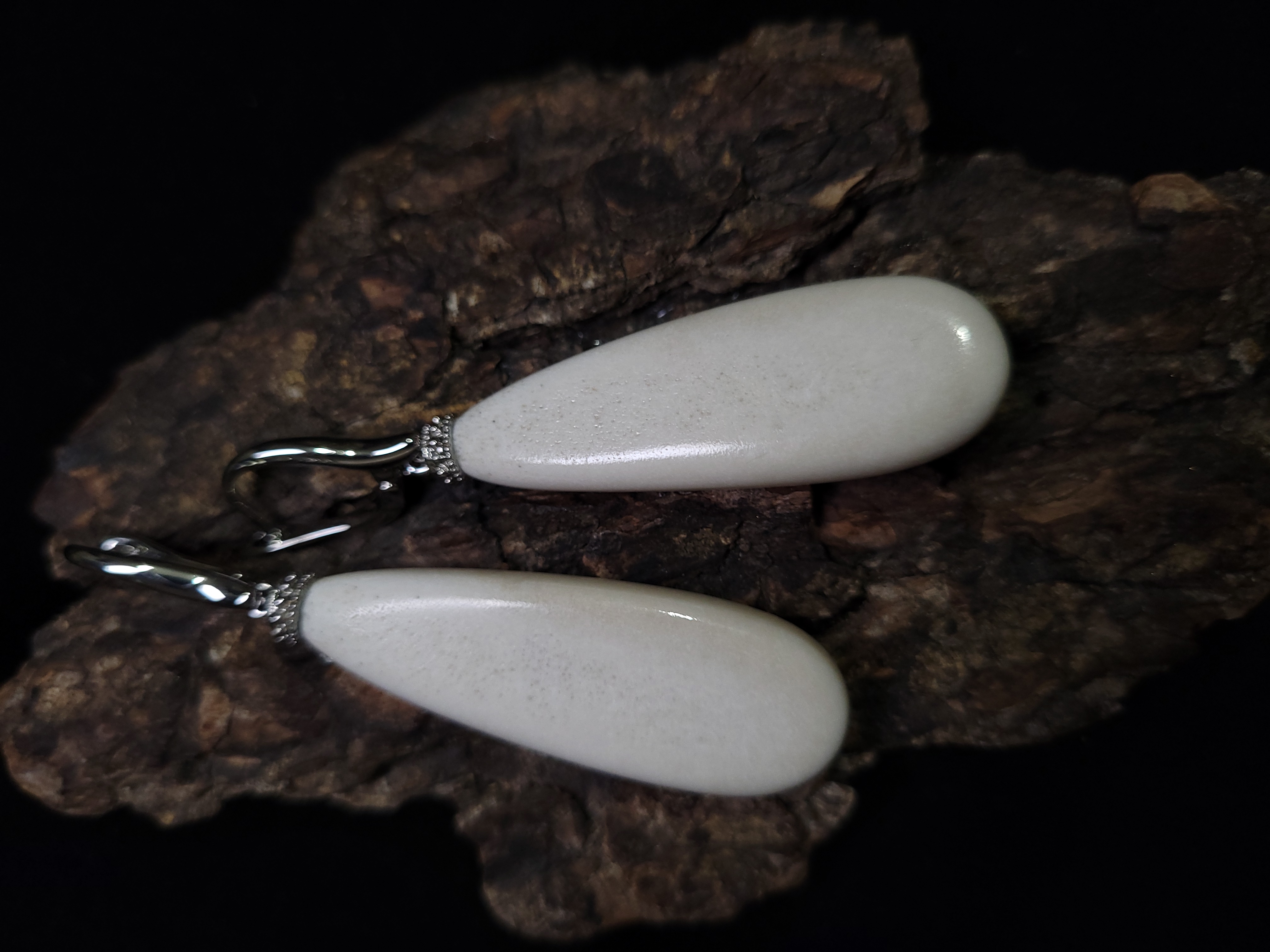 Auskarai iš briedžio rago / Moose antler earrings
