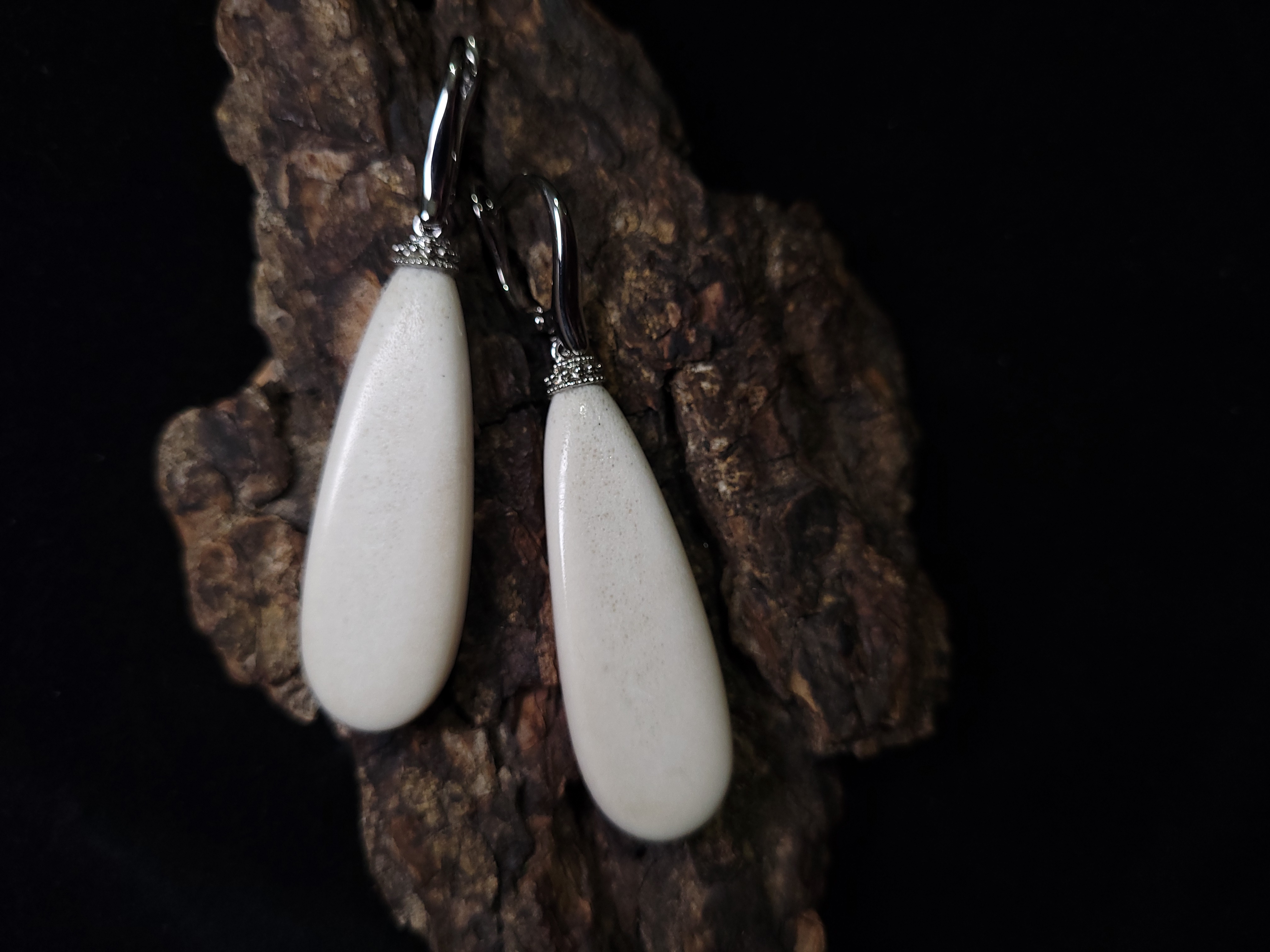 Auskarai iš briedžio rago / Moose antler earrings