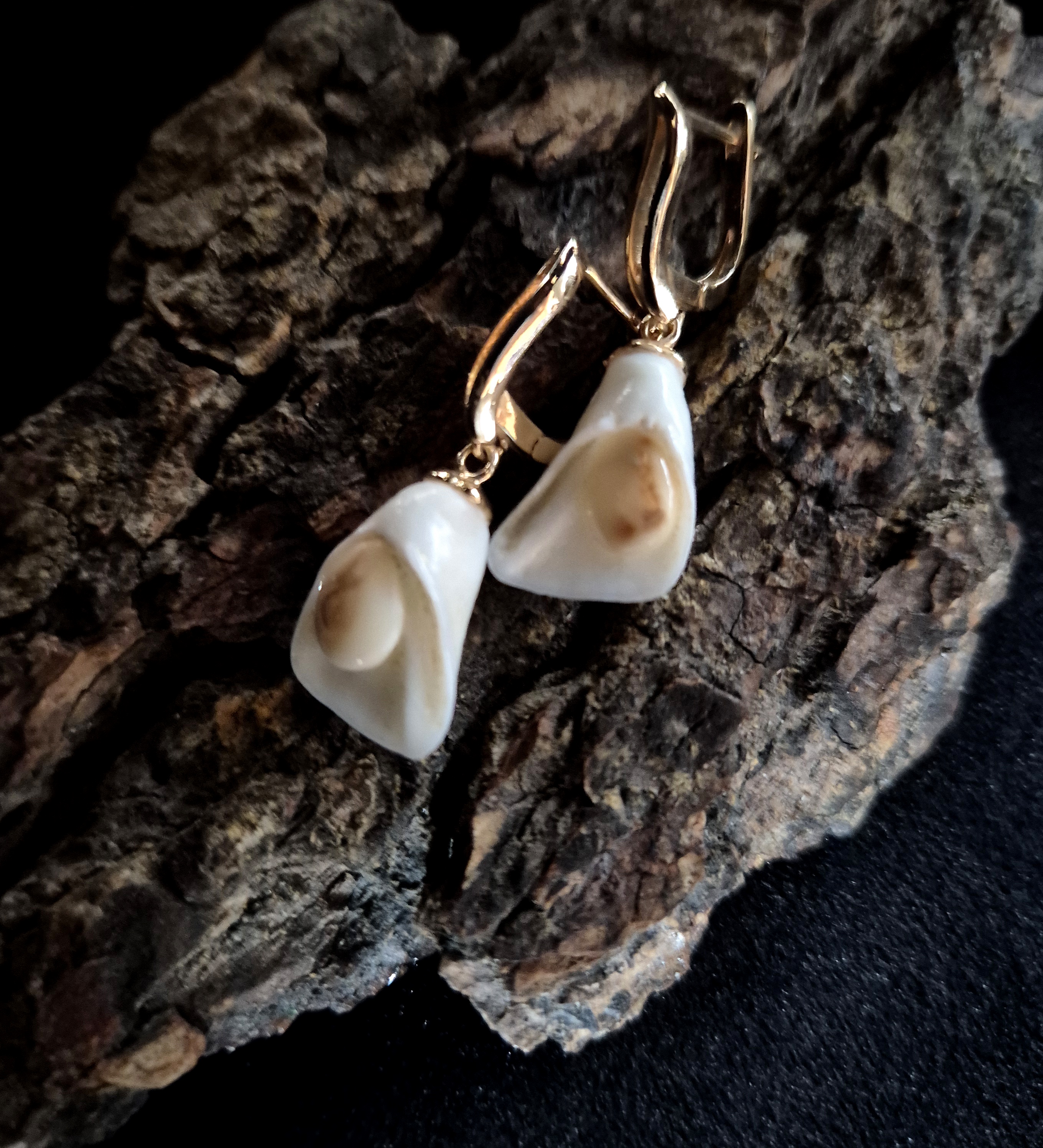 Auskarai iš tauriojo elnio dantų / Earrings of red deer teeth