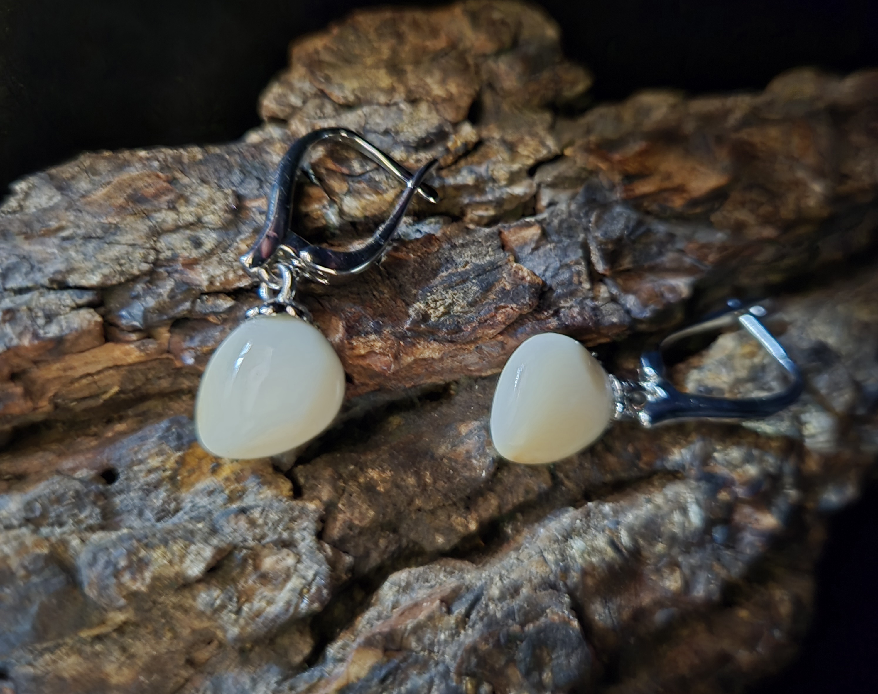 Auskarai iš tauriojo elnio dantų - ,,perlų" / Earrings of red deer teeth - "pearls"