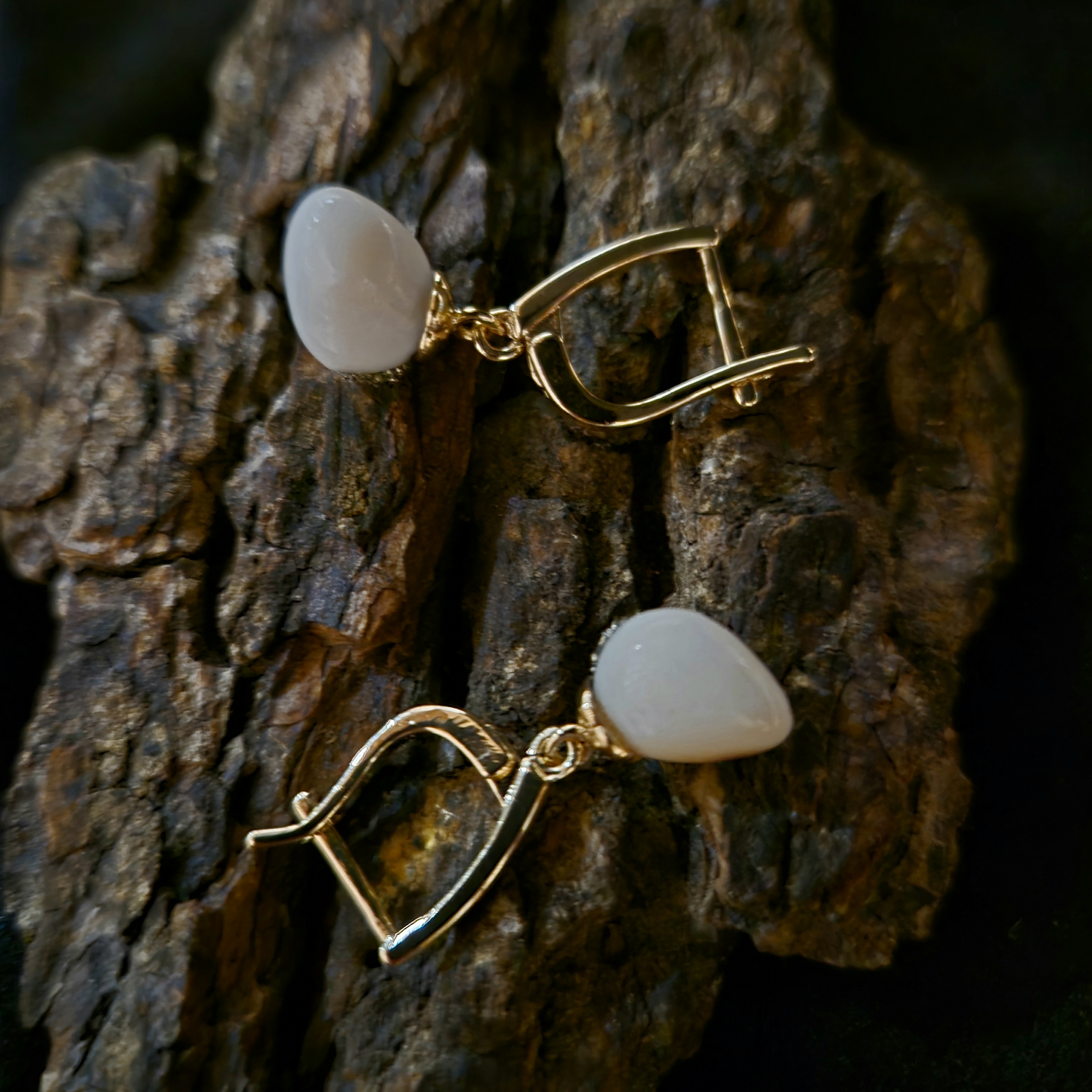 Auskarai iš tauriojo elnio dantų - ,,perlų" / Earrings of red deer teeth - ,,pearls"