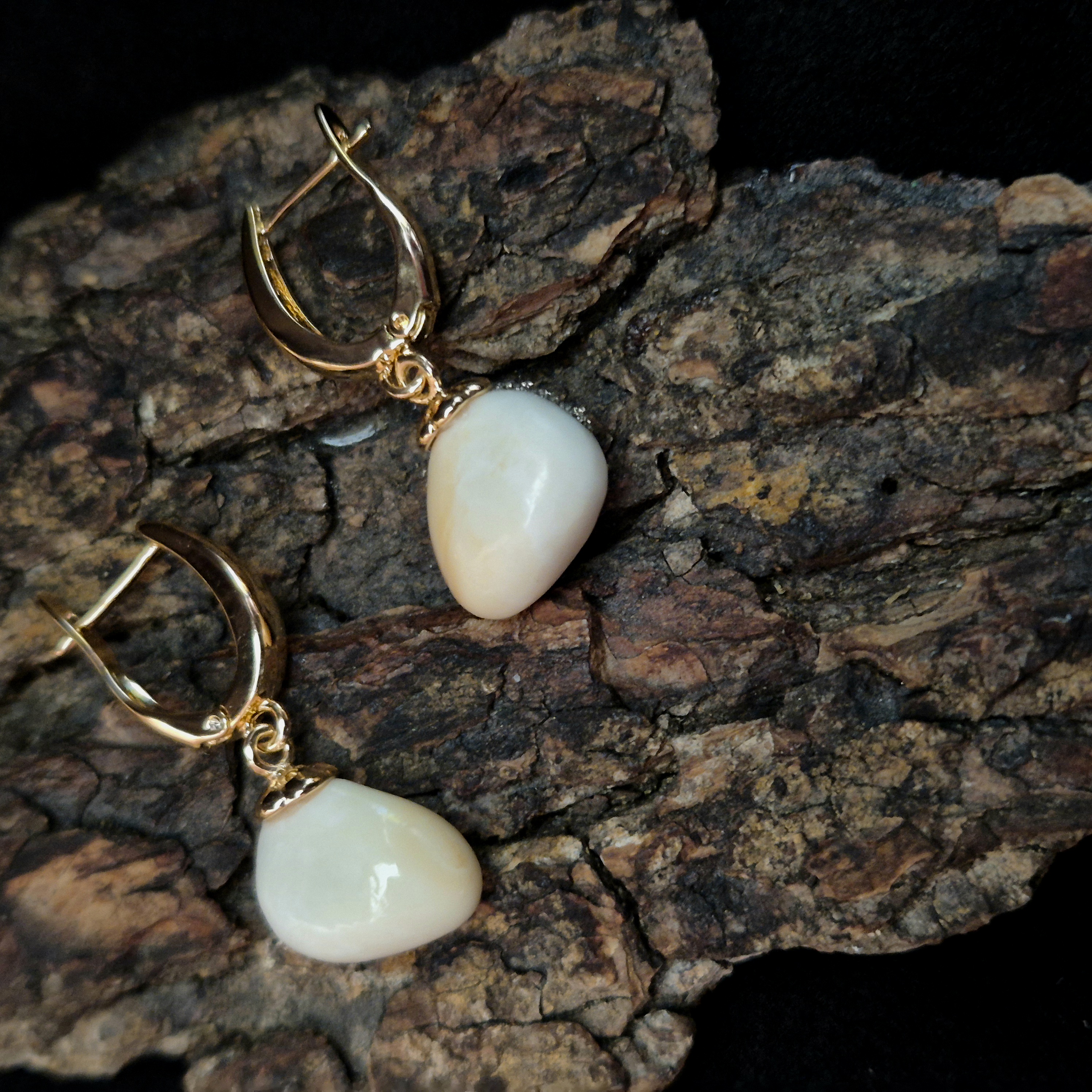 Auskarai iš tauriojo elnio dantų - ,,perlų" / Earrings of red deer teeth - ,,pearls"