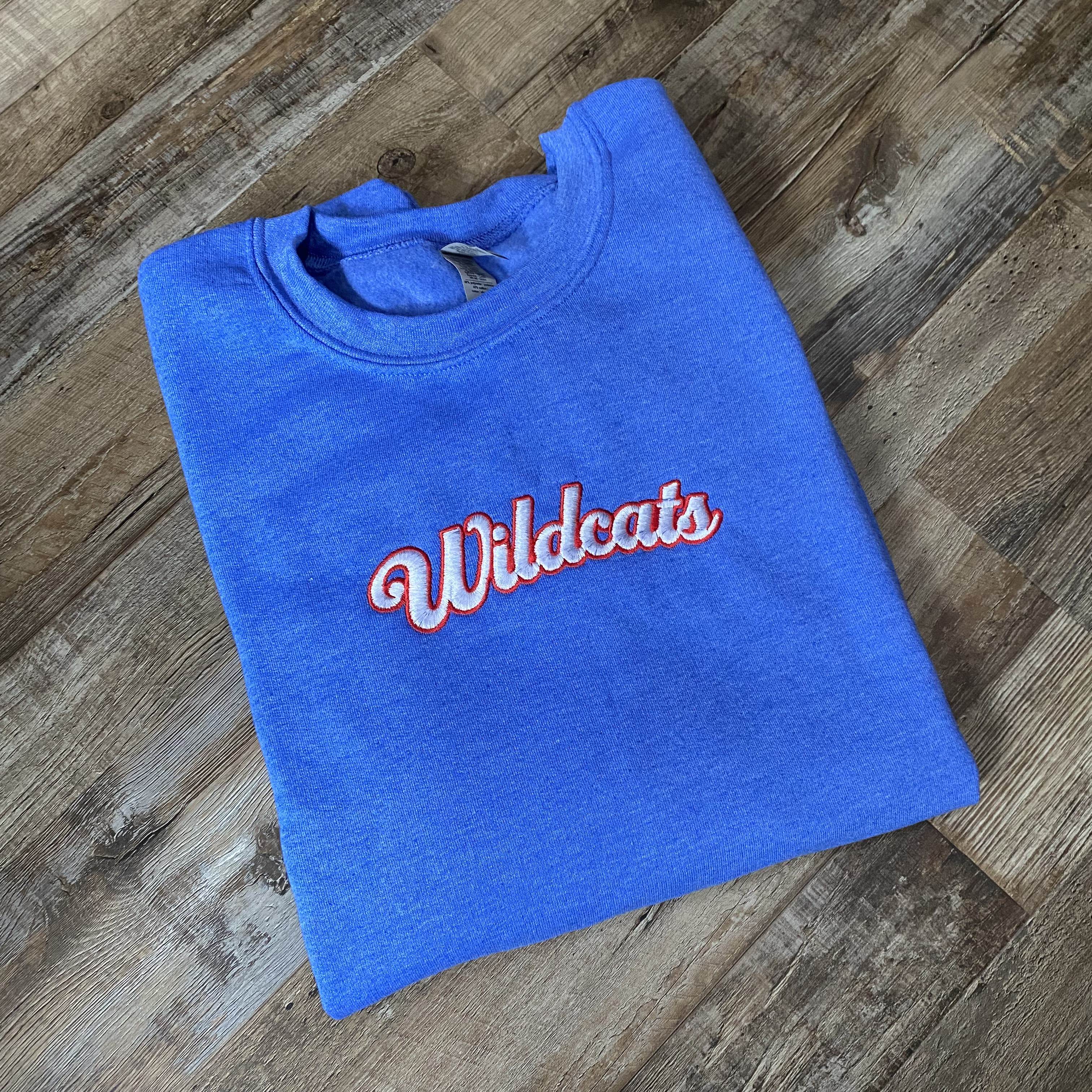 Wildcats 2-color Script on Heather Blue