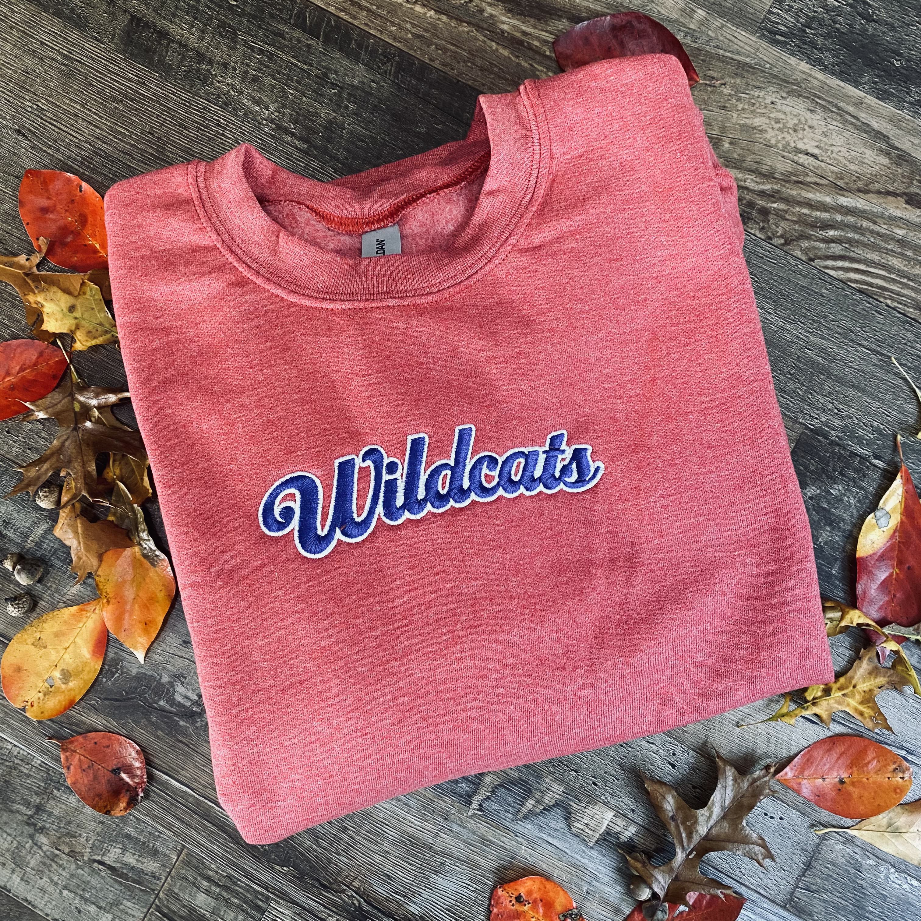 Wildcats 2-color Script on Heather Red