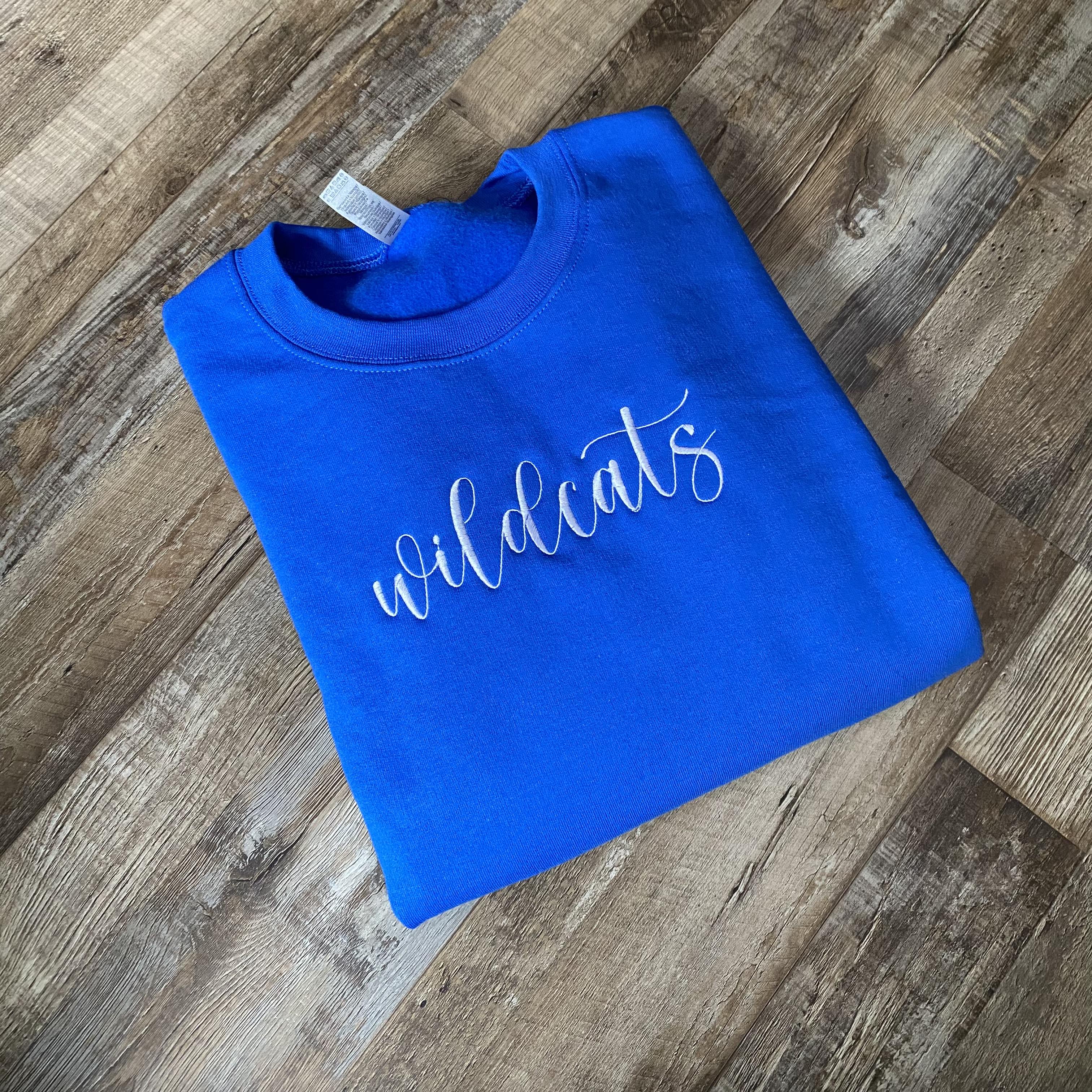 Wildcats 1-color Script on Royal Blue