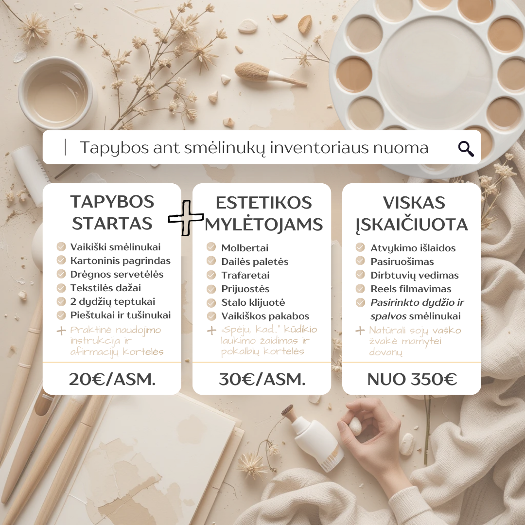 Tapybos ant smėlinukų kūrybinis rinkinys nuomai