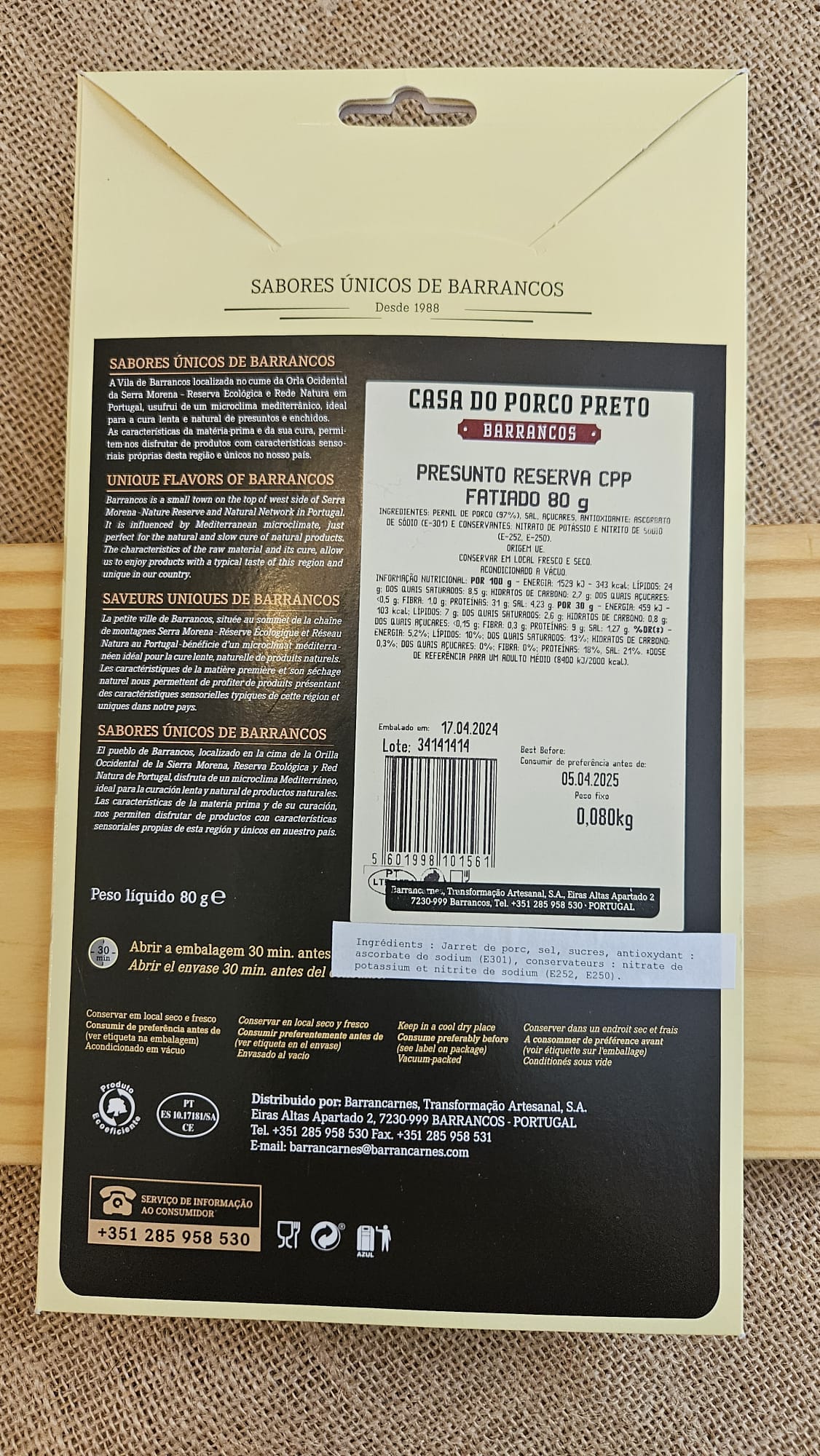 Jambon de Barrancos Reserve 80g