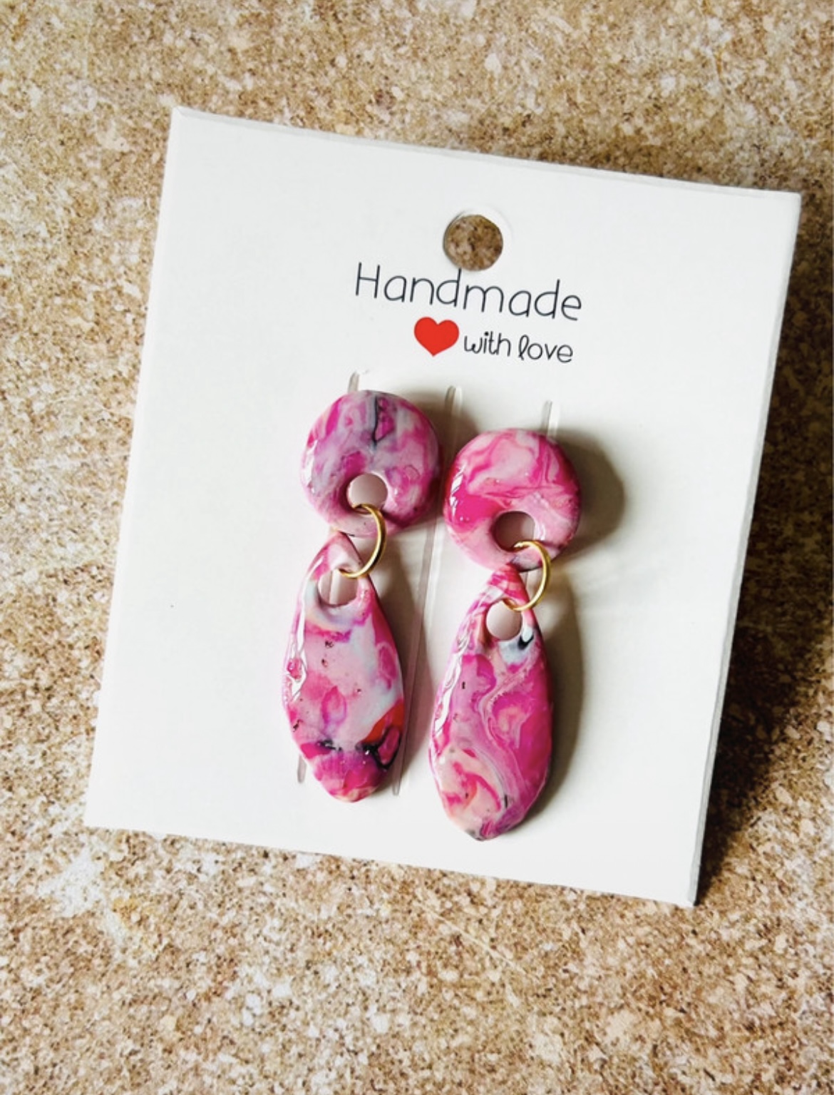Boucles d'oreilles pendantes " pink madness "