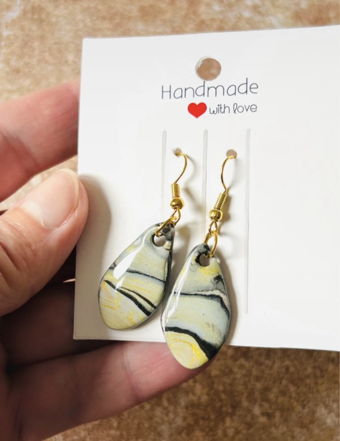 Boucles d'oreilles pendantes " amber night "