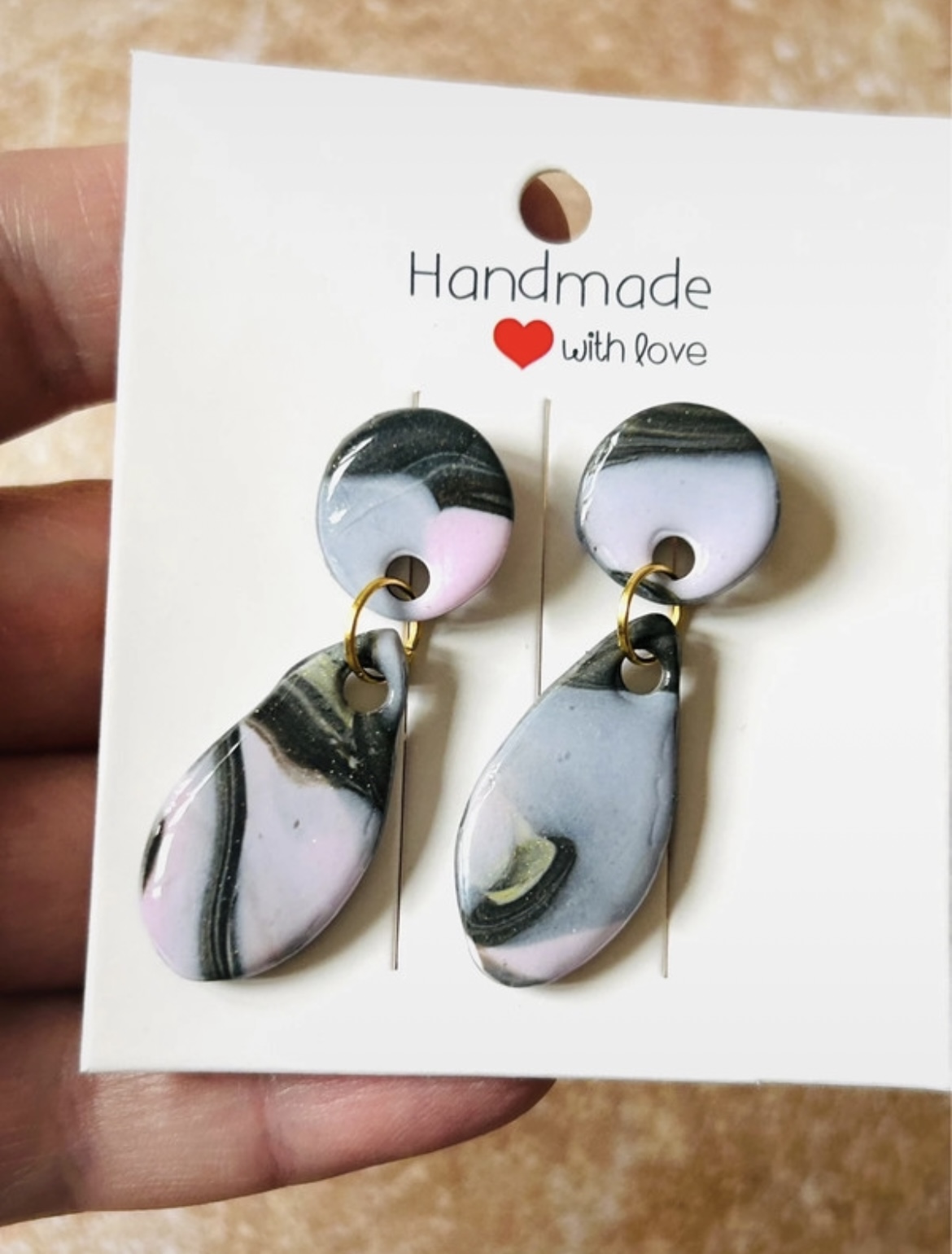 Boucles d'oreilles pendantes " pop marble "