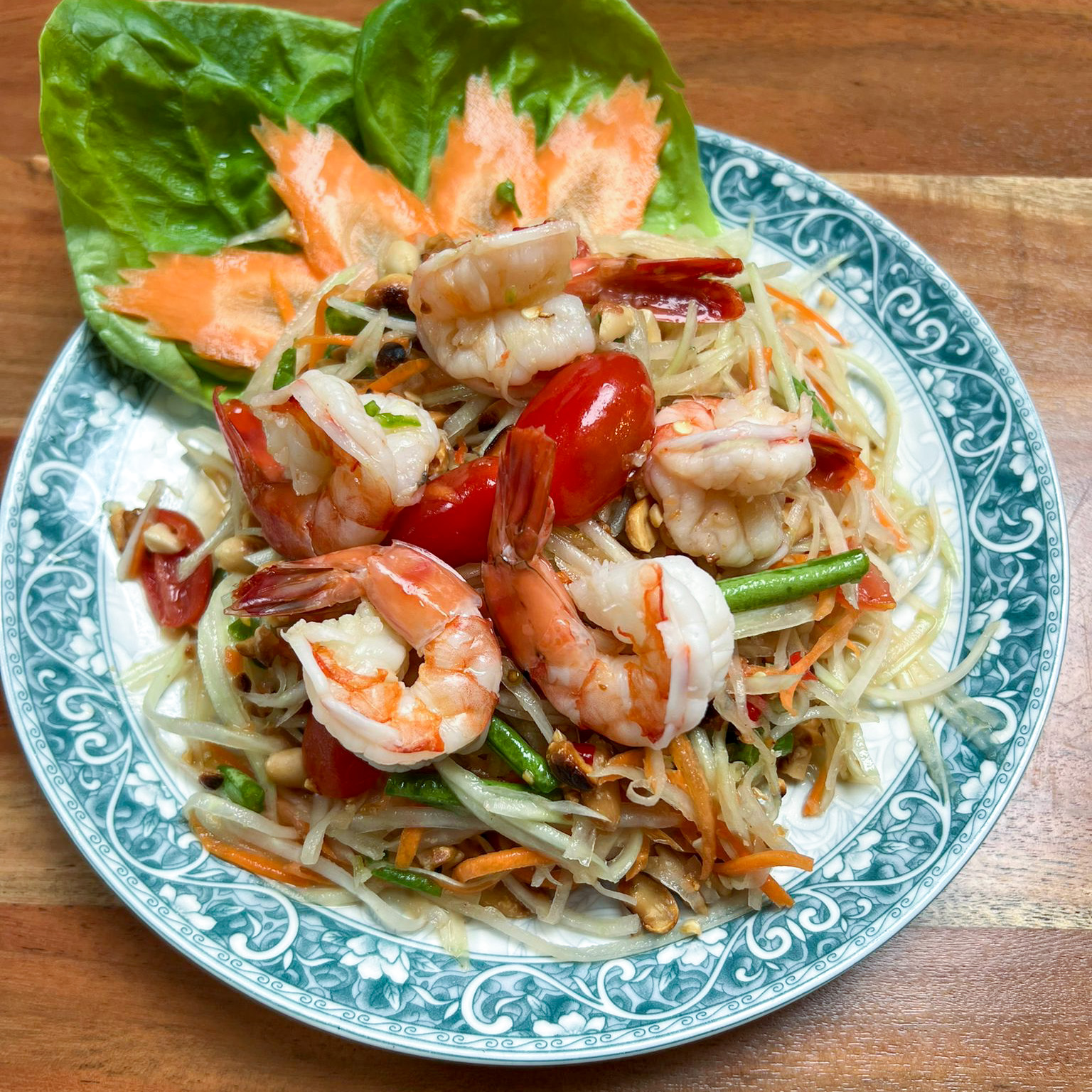 Papaya Salat mit Crevetten