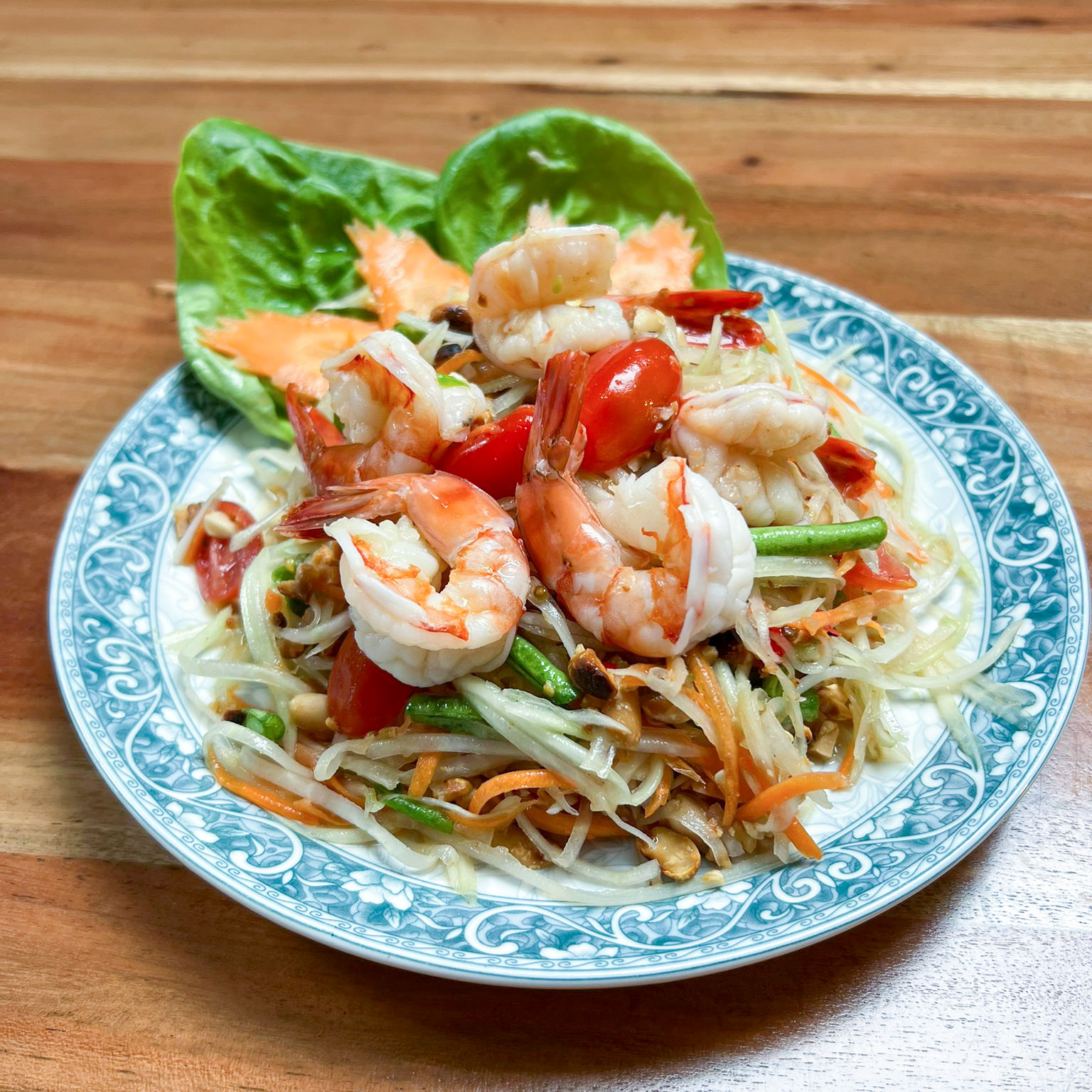 Papaya Salat mit Crevetten