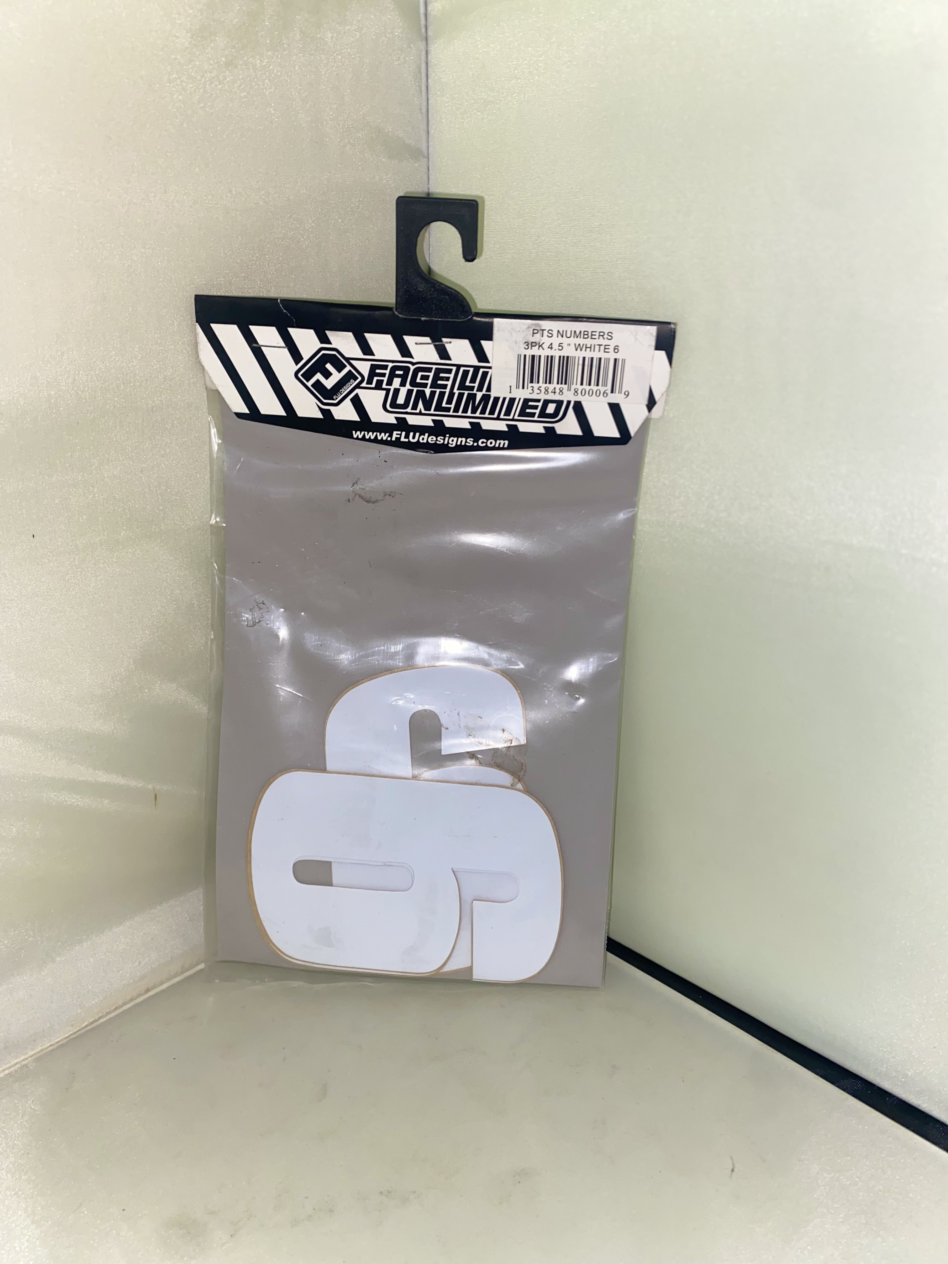 4.5 Inch White Number Stickers (3 pack)
