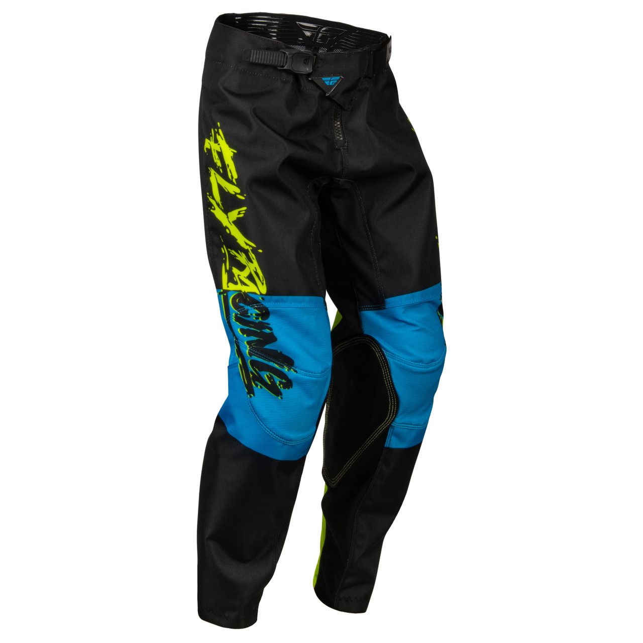 Fly Racing 2023 Kinetic Khaos Youth Pants (Hivis/Black/Cyan)