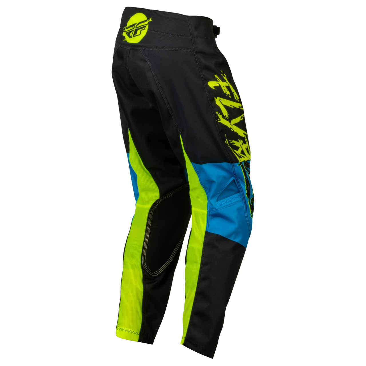 Fly Racing 2023 Kinetic Khaos Youth Pants (Hivis/Black/Cyan)