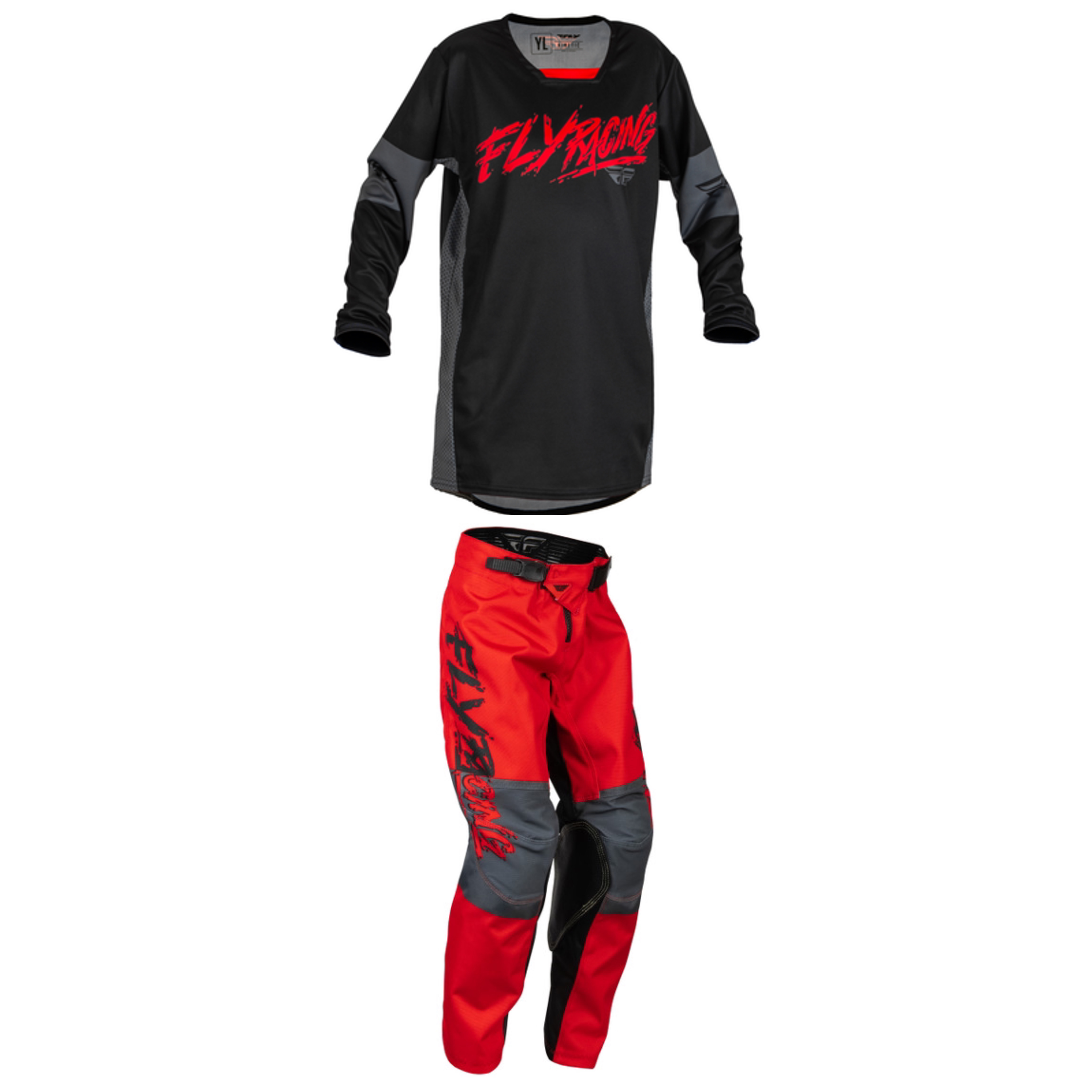 Fly Racing 2023 Kinetic Khaos Youth Full Kit (Black/Red/Grey)