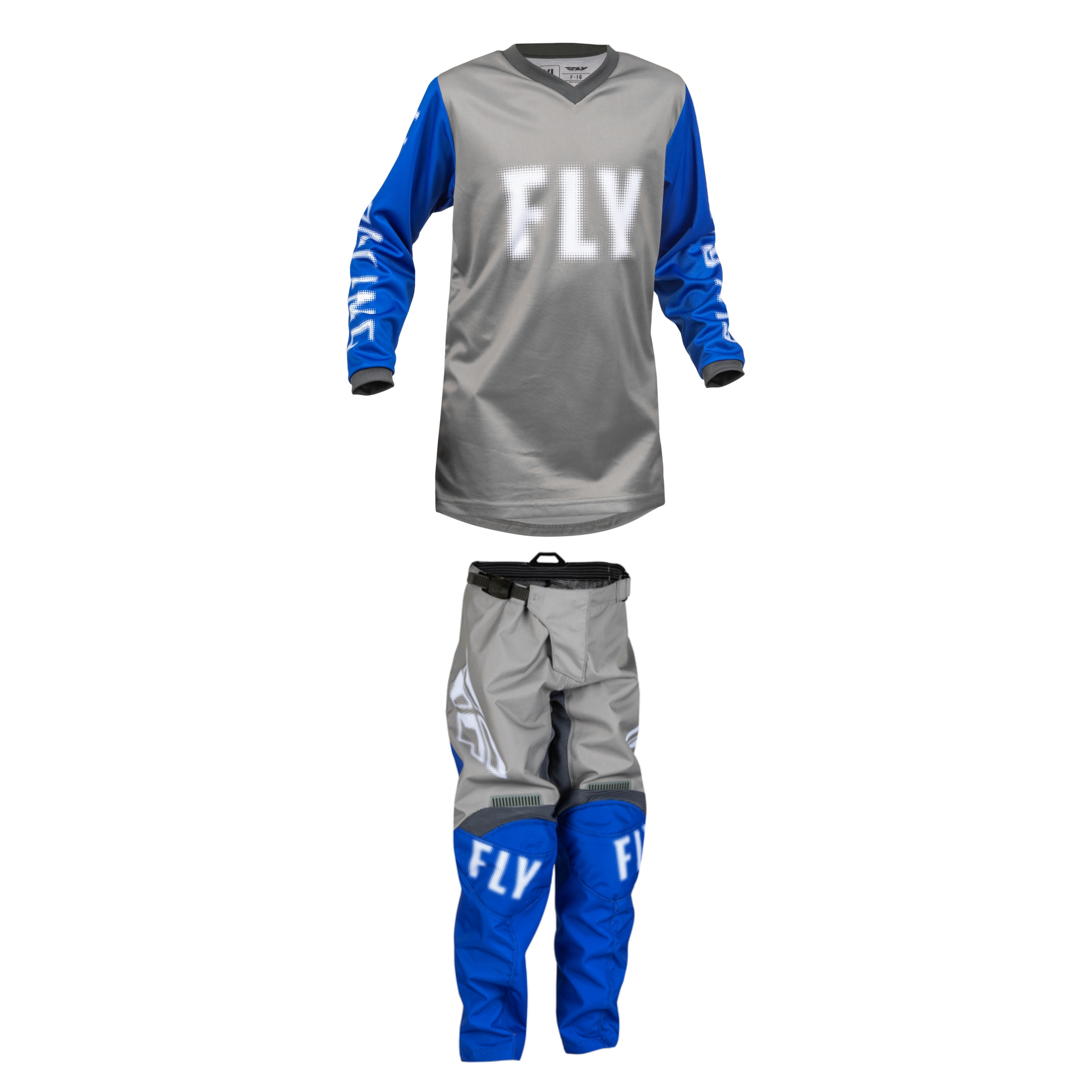 Fly Racing 2023 F-16 Youth Full Kit (Grey/Blue)