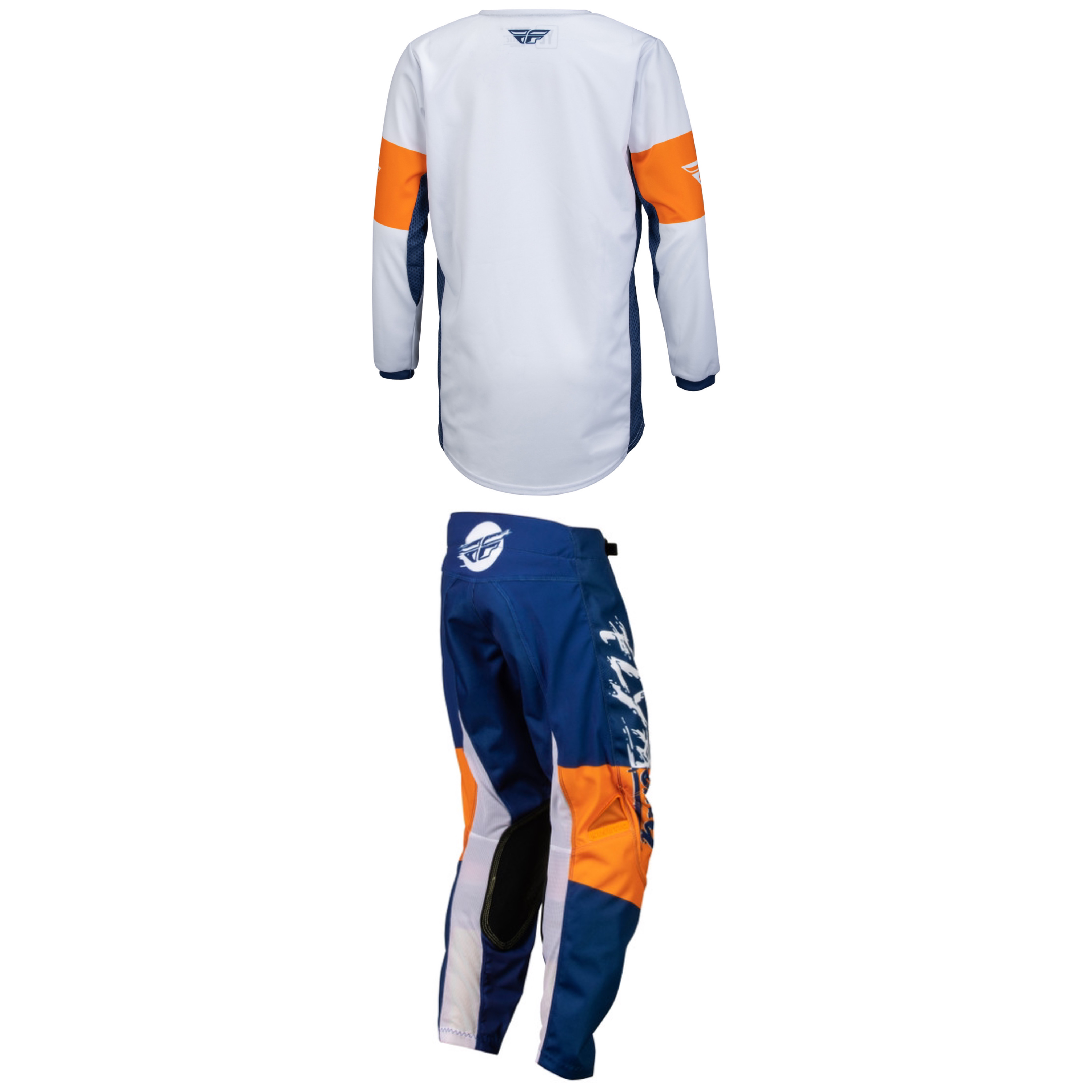 Fly Racing 2023 Kinetic Khaos Youth Full Kit (White/Navy/Orange)