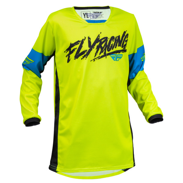 Fly Racing 2023 Kinetic Khaos Youth Full Kit (Hivis/Black/Cyan)