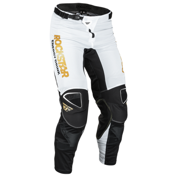 Fly Racing 2022.5 Kinetic Mesh Rockstar Pants (White/Gold/Black)