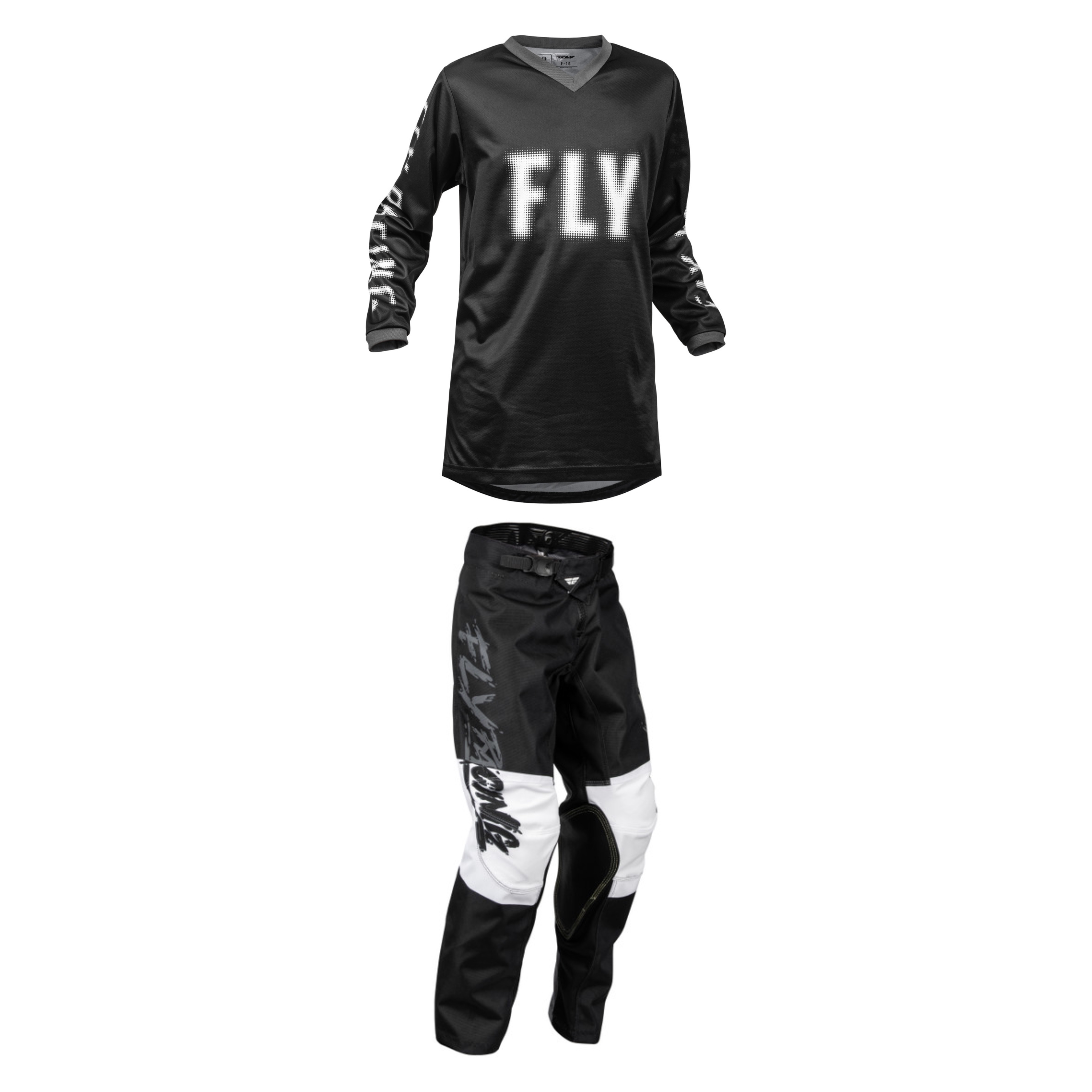 Fly Racing Youth Mixed Kit (Black/White/Grey)