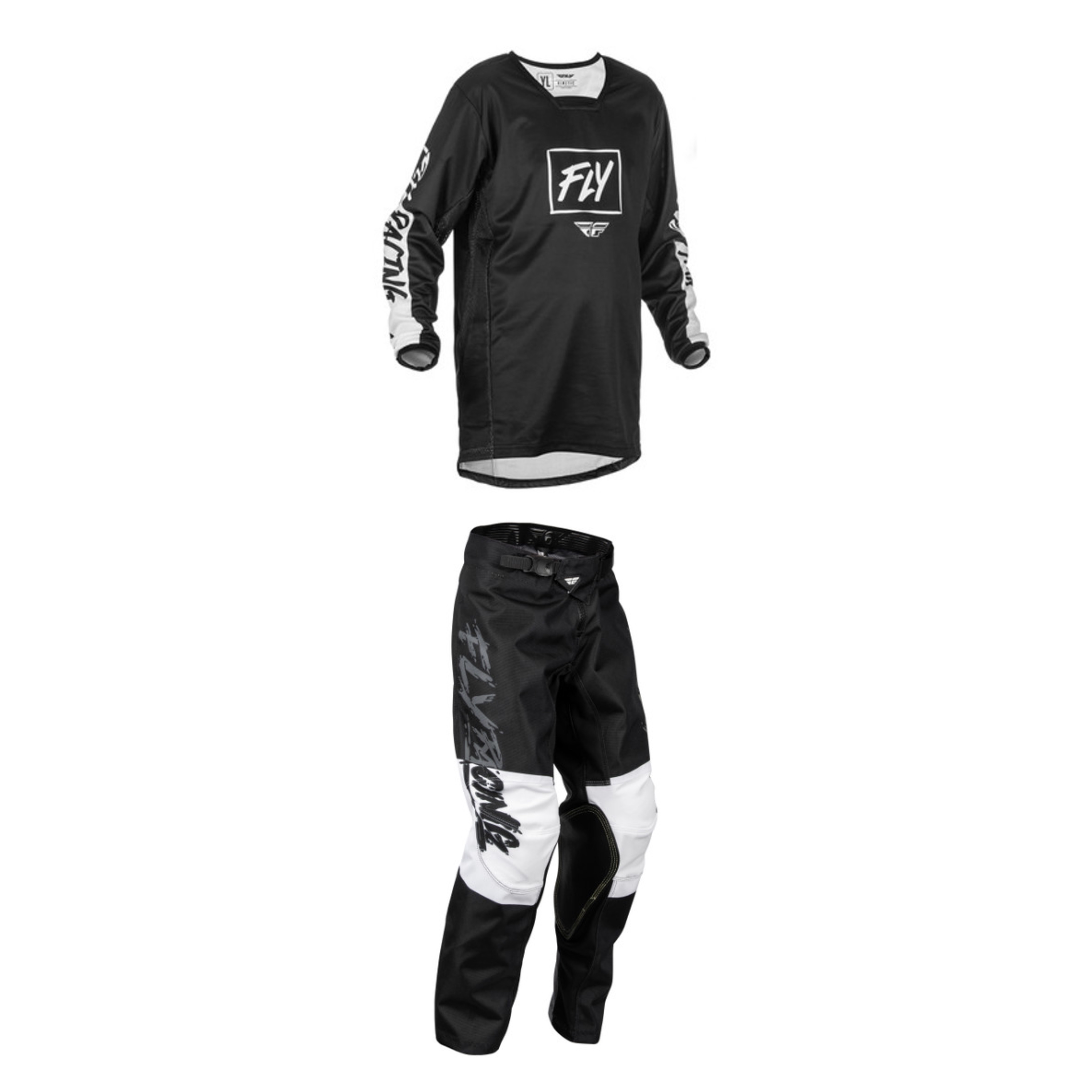 Fly Racing Youth Mixed Kit (Black/White/Grey)