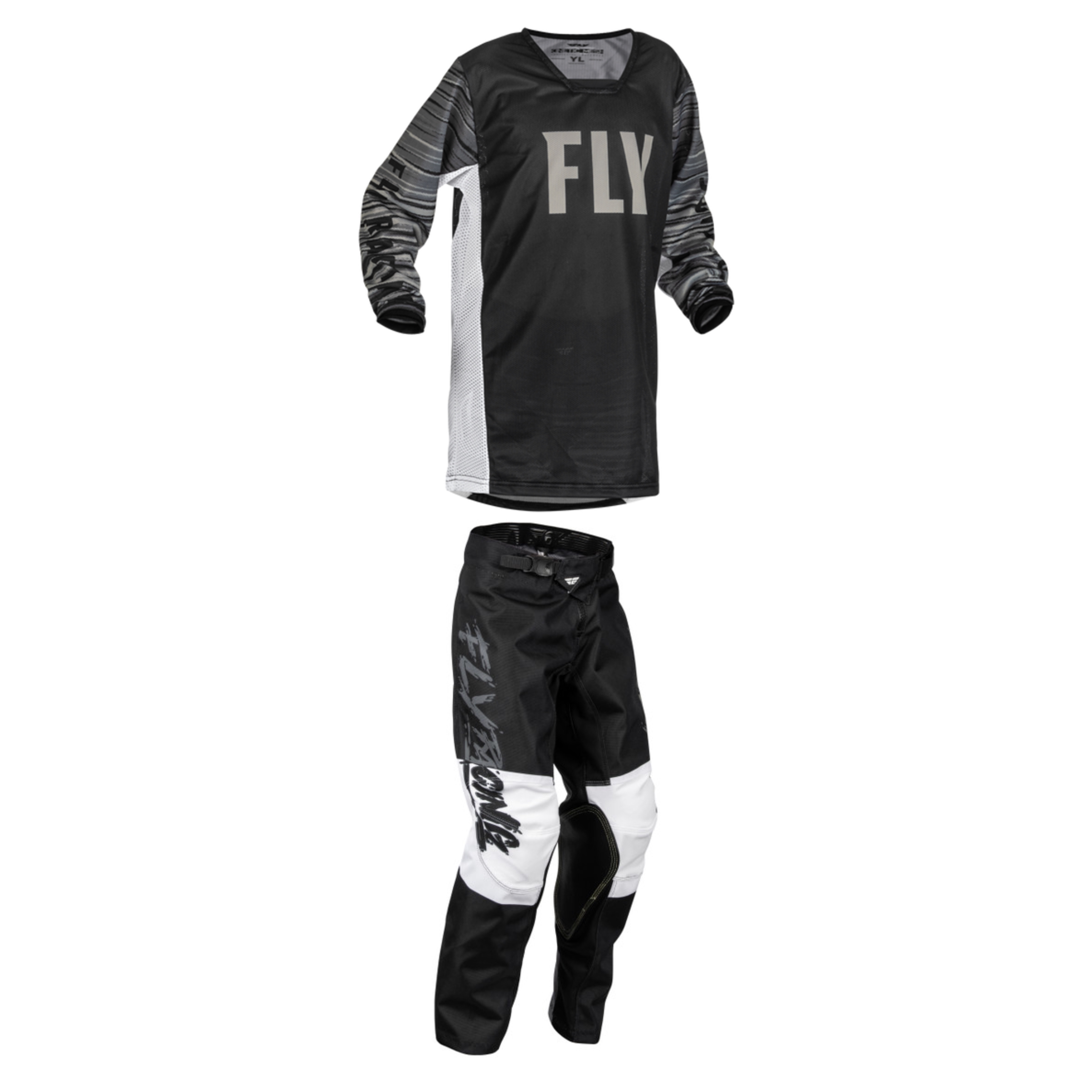 Fly Racing Youth Mixed Kit (Black/White/Grey)