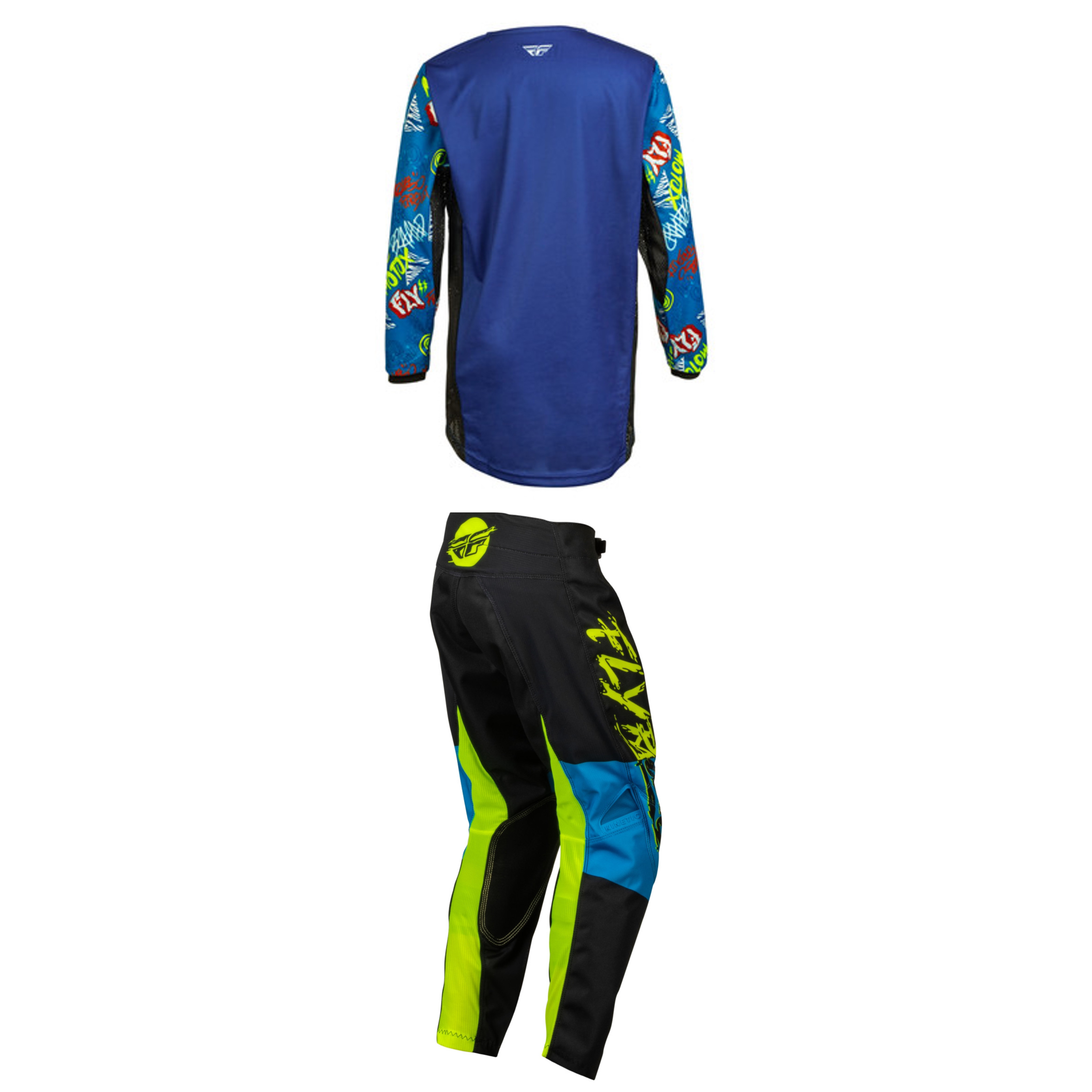 Fly Racing Youth Mixed Kit (Hivis/Black/Blue)