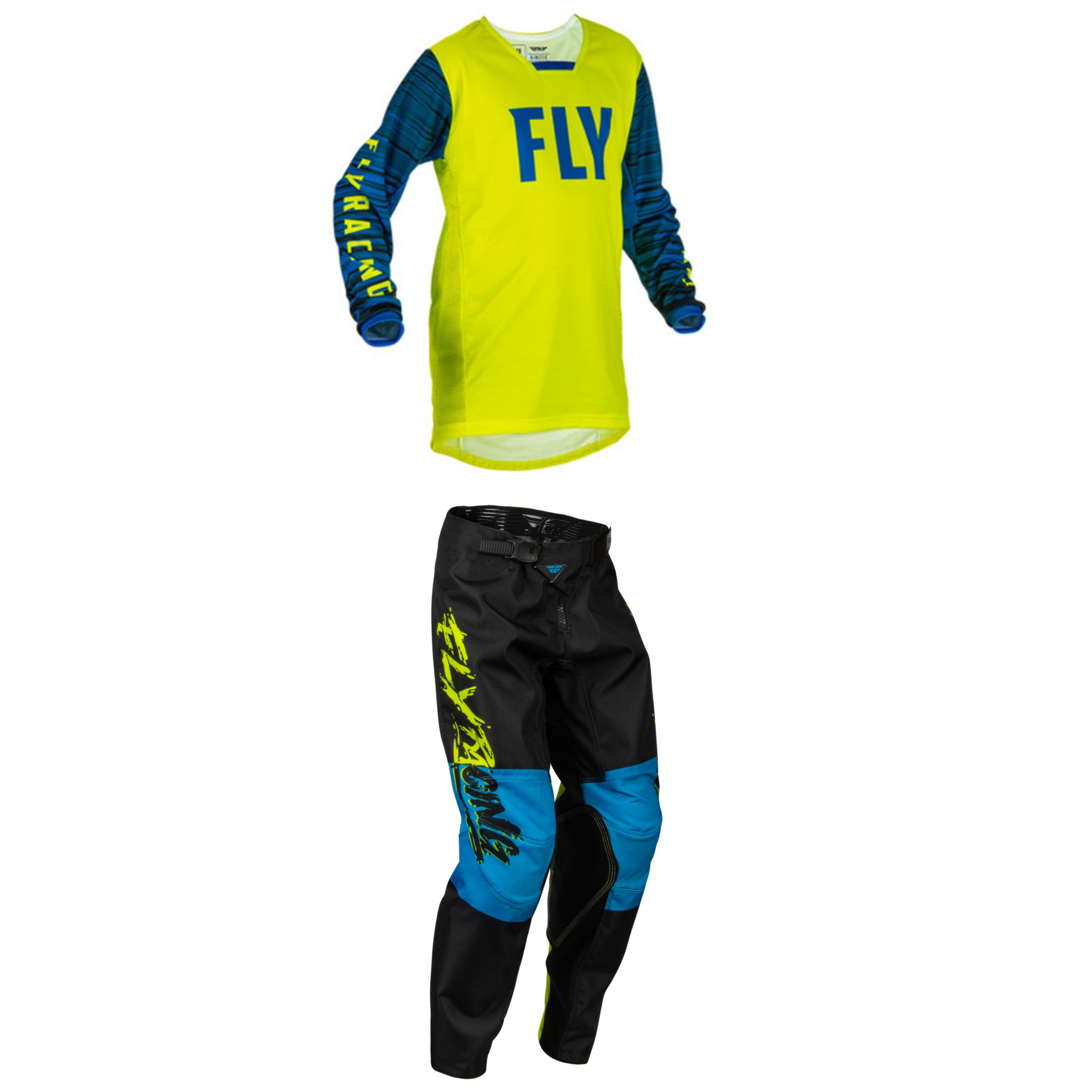 Fly Racing Youth Mixed Kit (Hivis/Black/Blue)