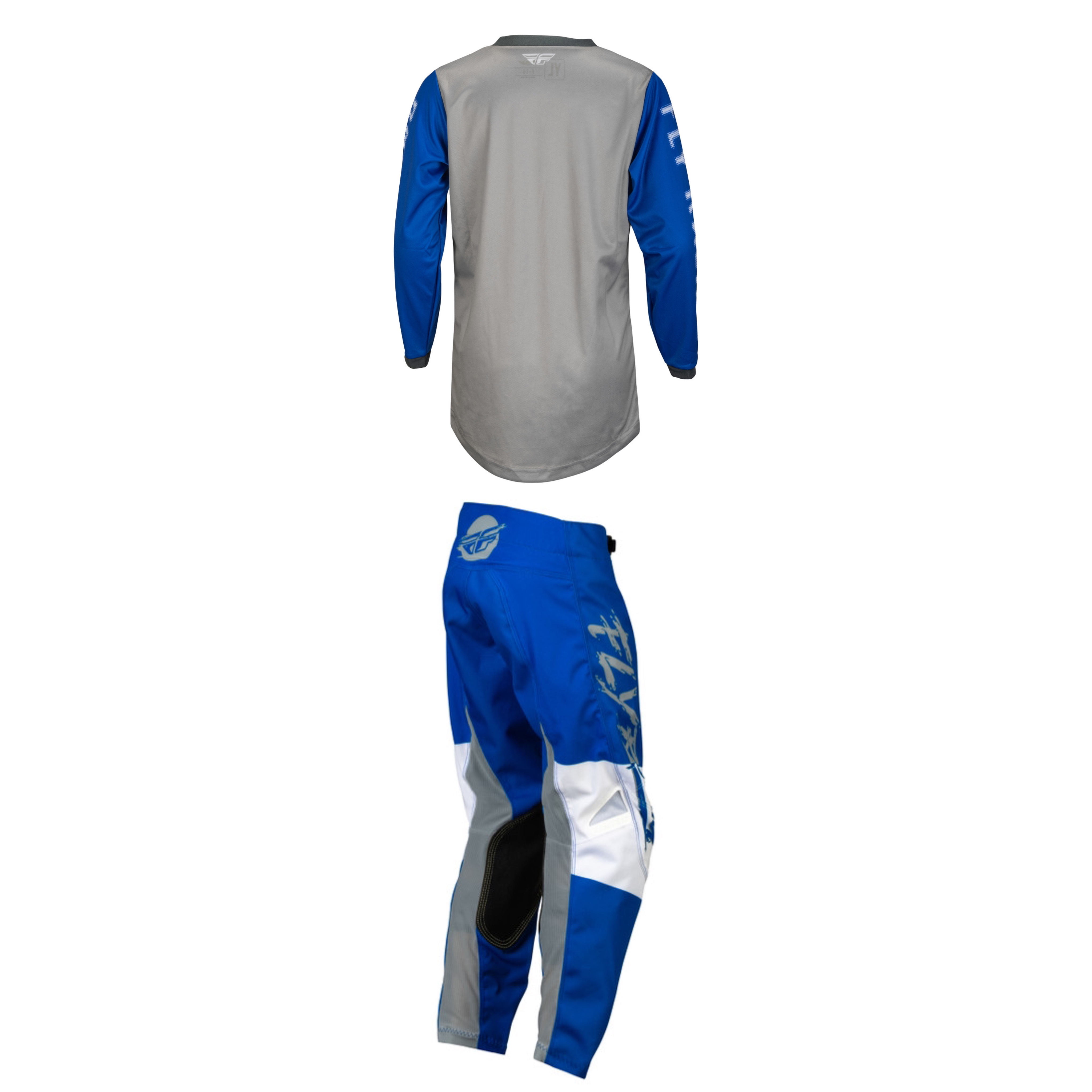 Fly Racing Youth Mixed Kit (Grey/Blue/White)