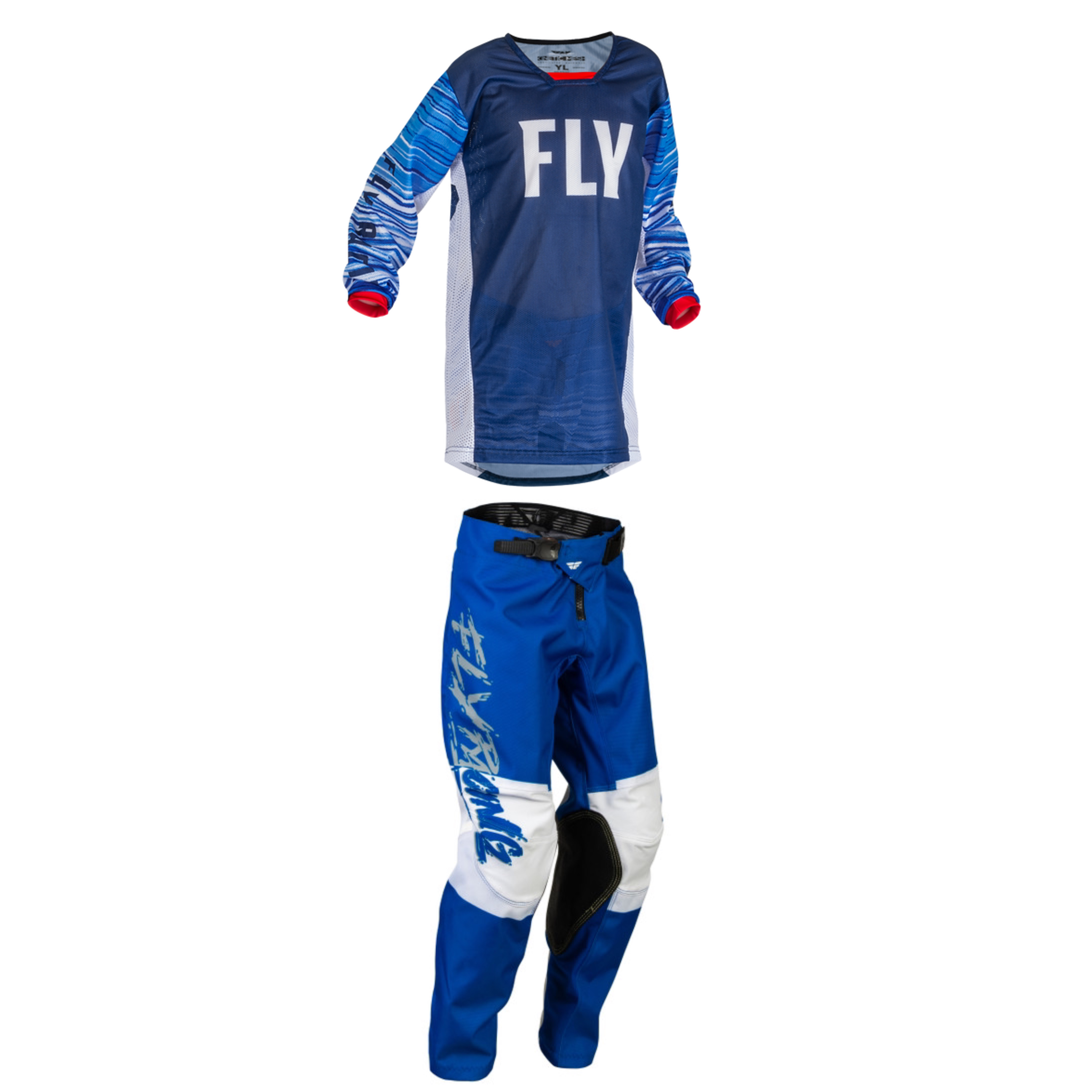 Fly Racing Youth Mixed Kit (Grey/Blue/White)