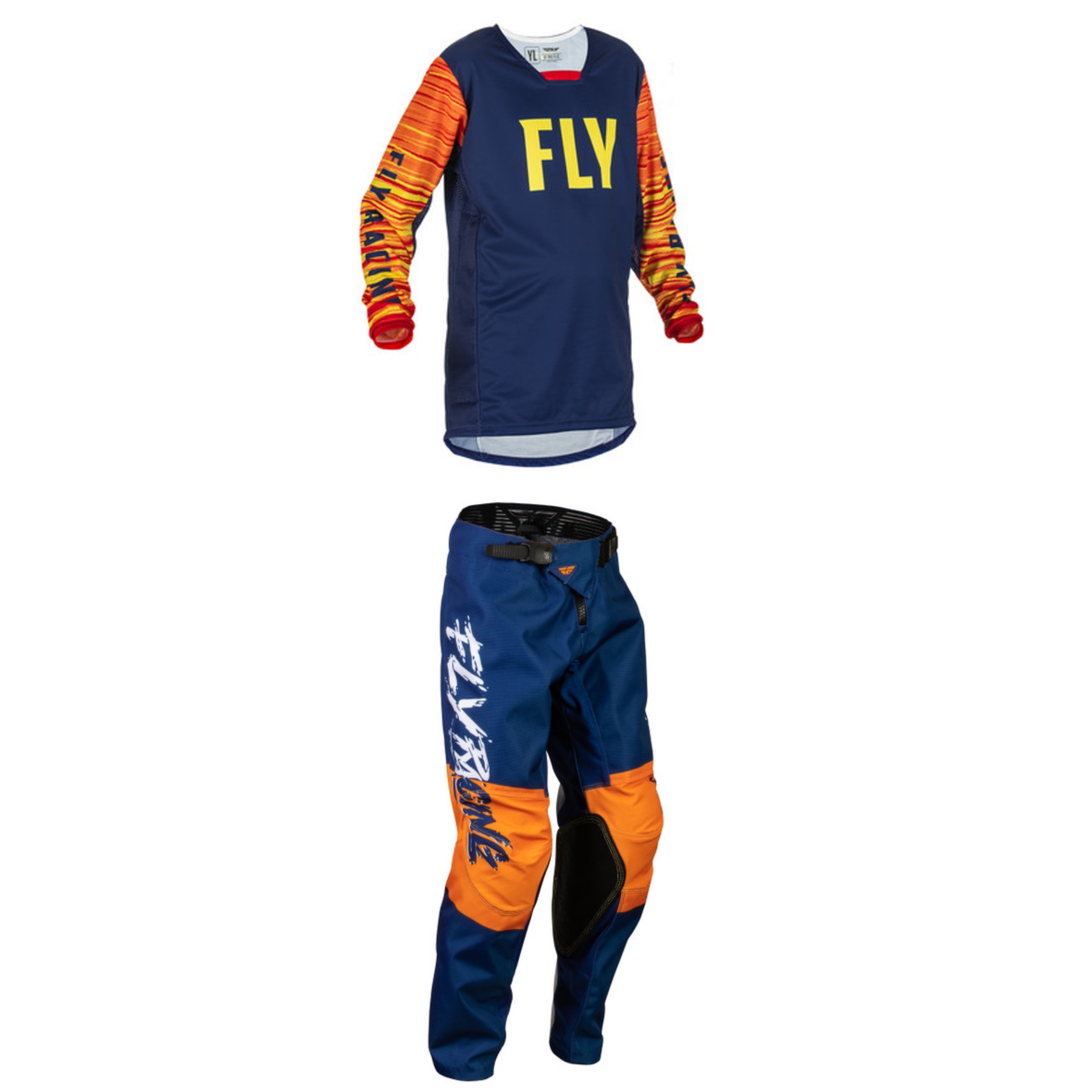 Fly Racing Youth Mixed Kit (White/Navy/Orange)