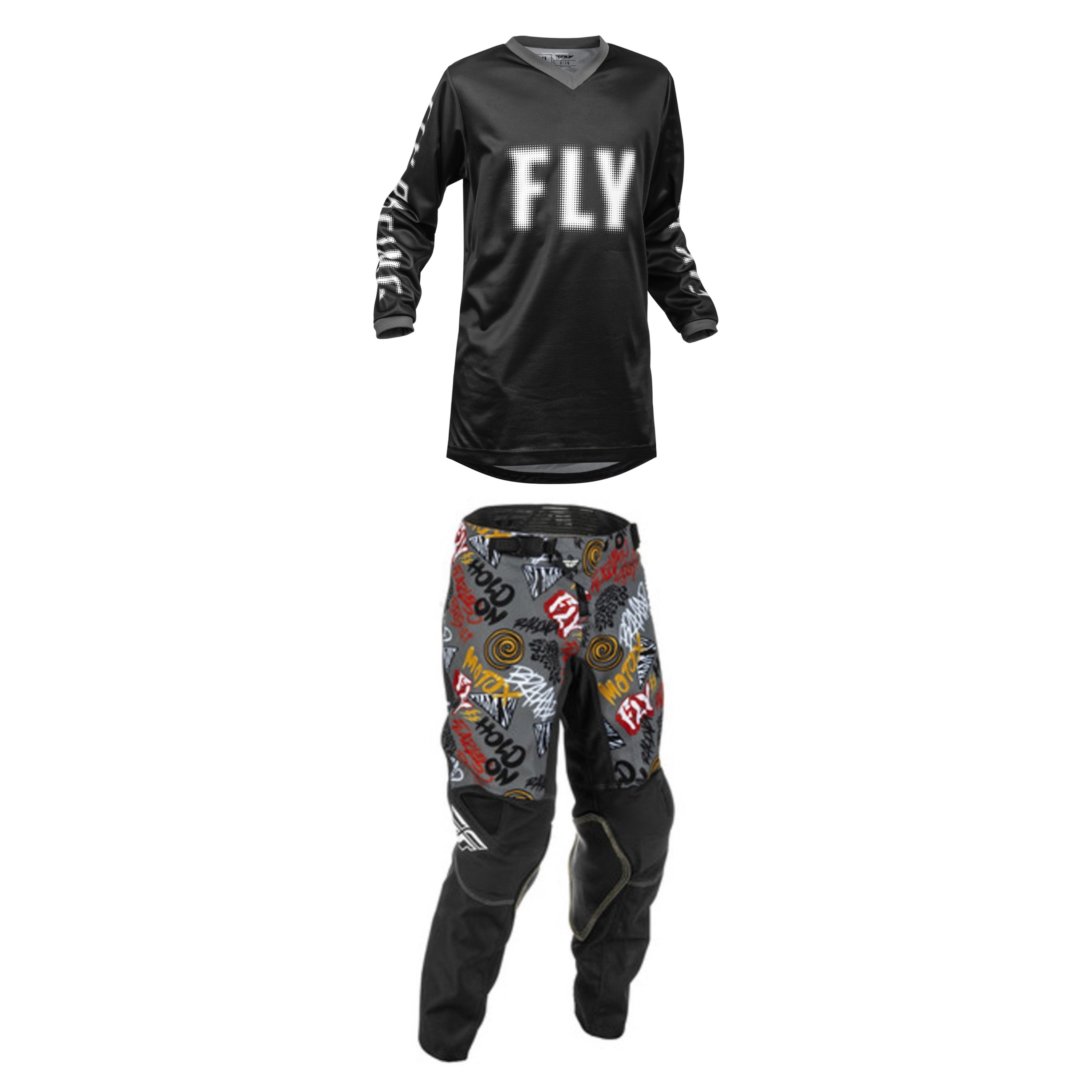 Fly Racing Youth Mixed Kit (Grey/Black/White)