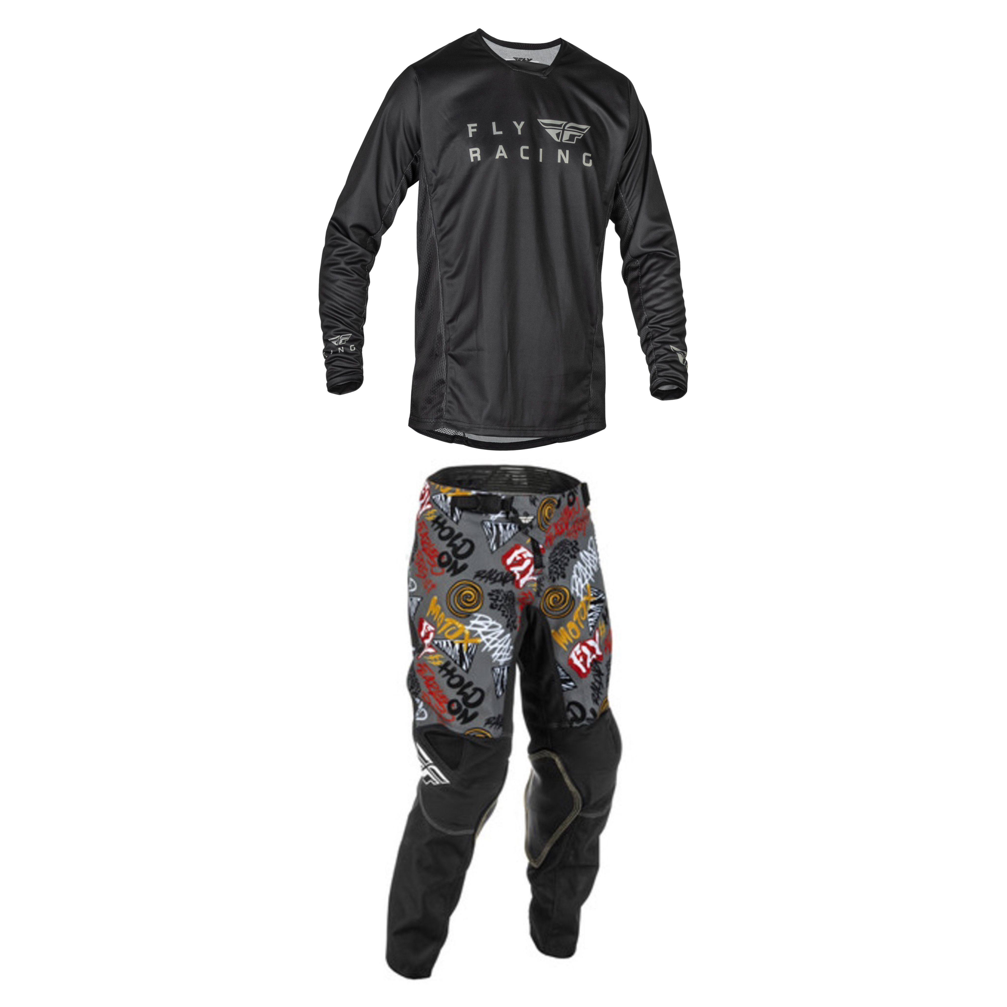 Fly Racing Youth Mixed Kit (Grey/Black/White)