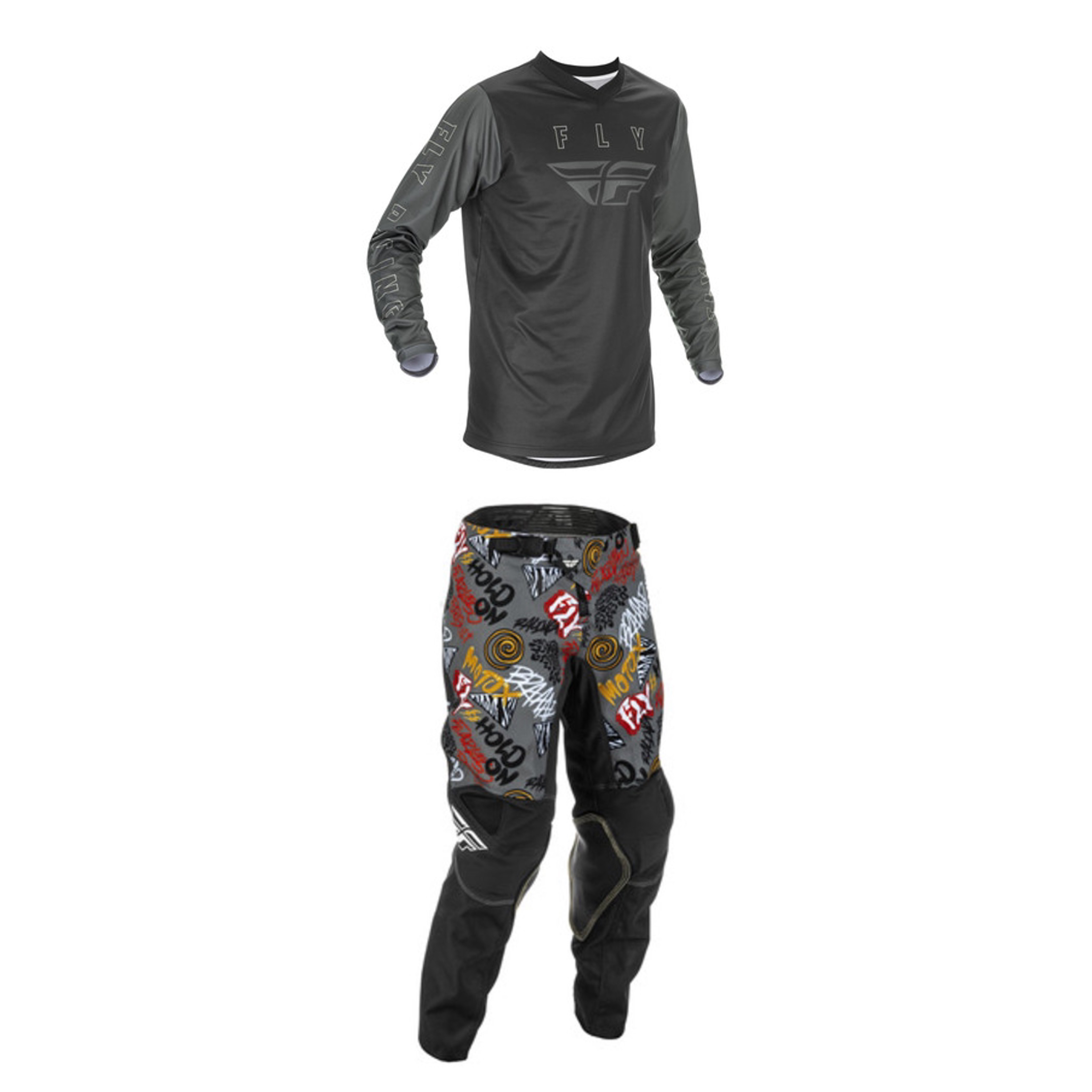 Fly Racing Youth Mixed Kit (Grey/Black/White)