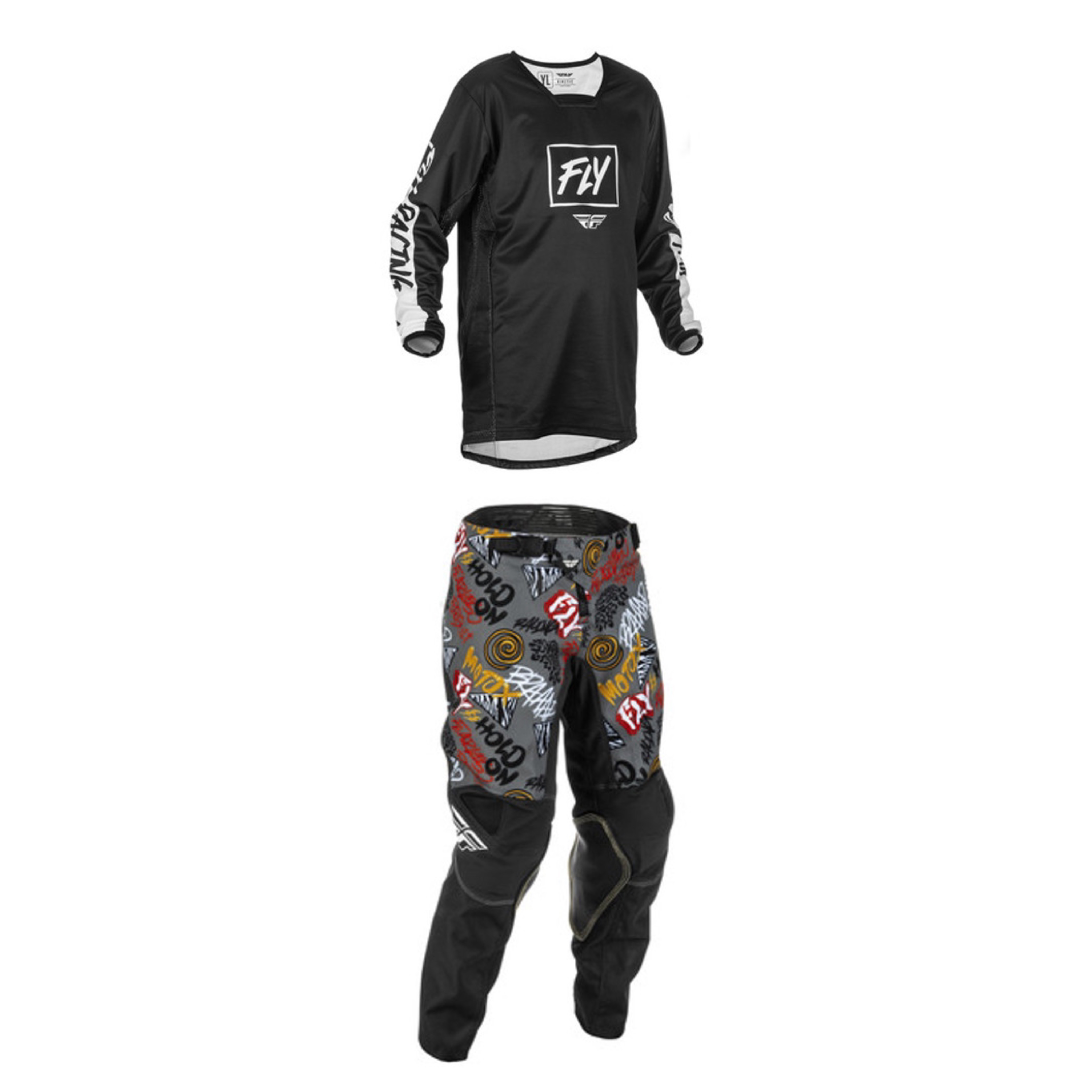 Fly Racing Youth Mixed Kit (Grey/Black/White)