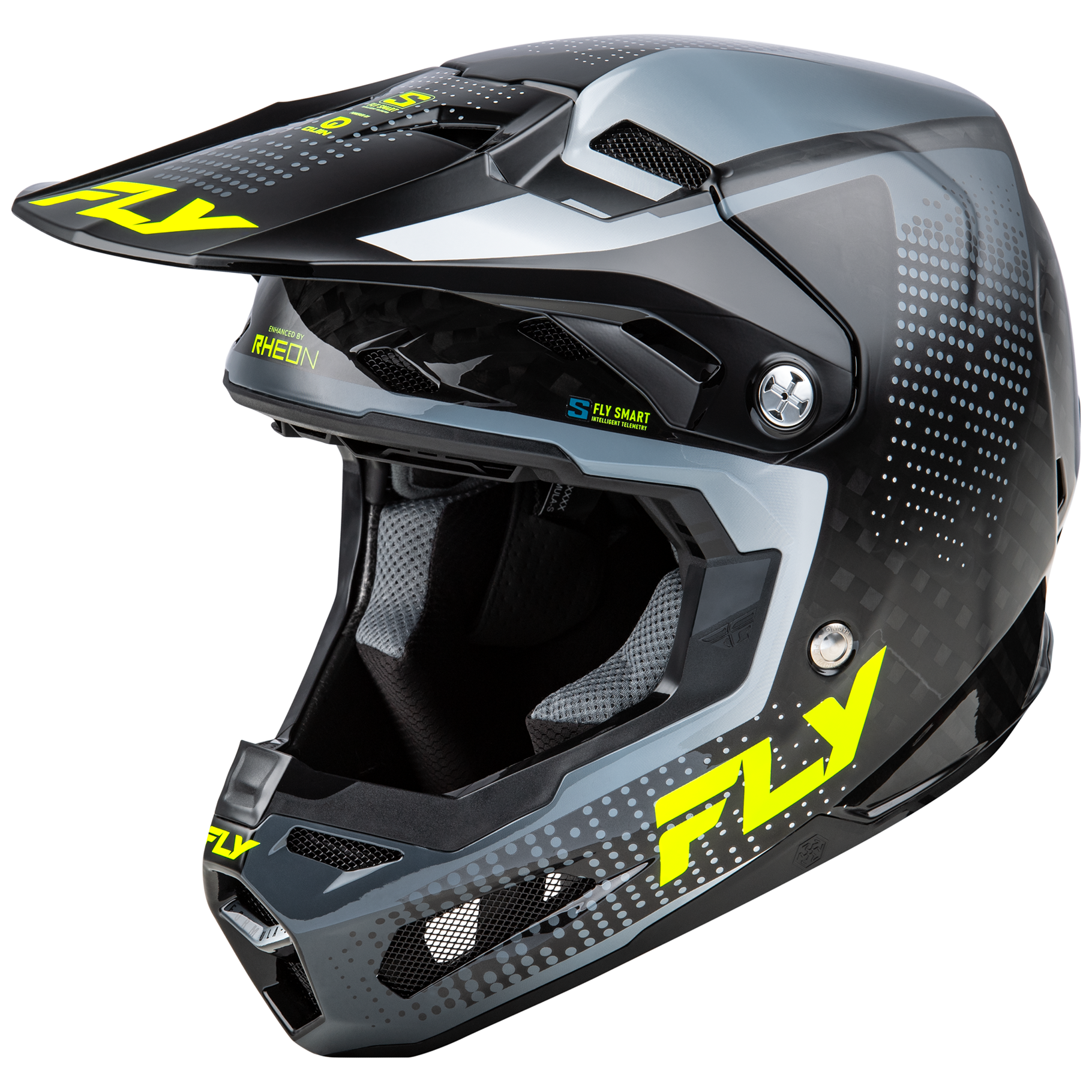 FLY Racing 2025 Formula S Protocol Carbon Helmet (Black Carbon/Grey/Hivis)